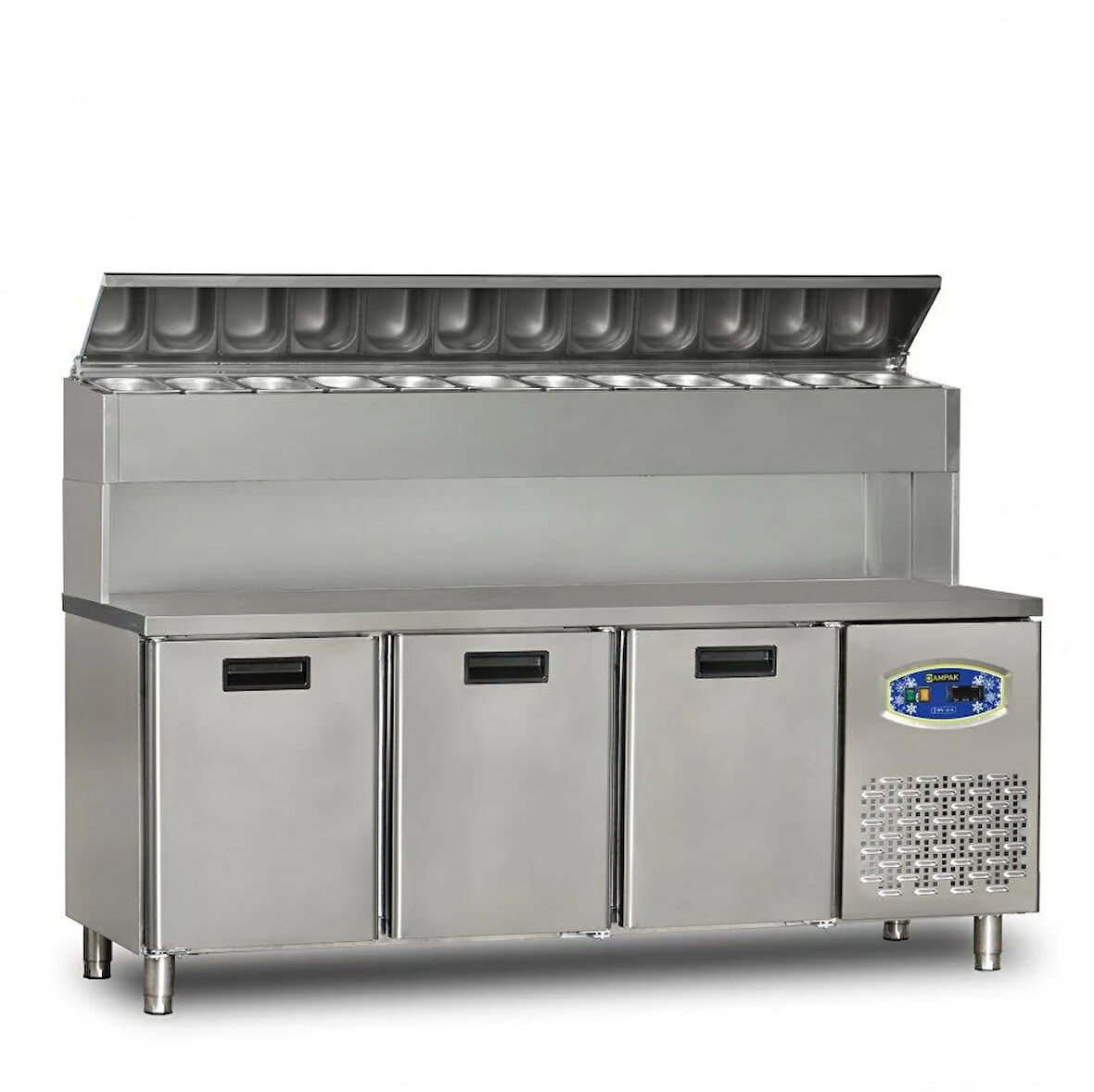 Dampak 3 Kapılı Yüksek Monte Pizza Hazırlık Dolabı 450 200 x 70 x 133 (cm)