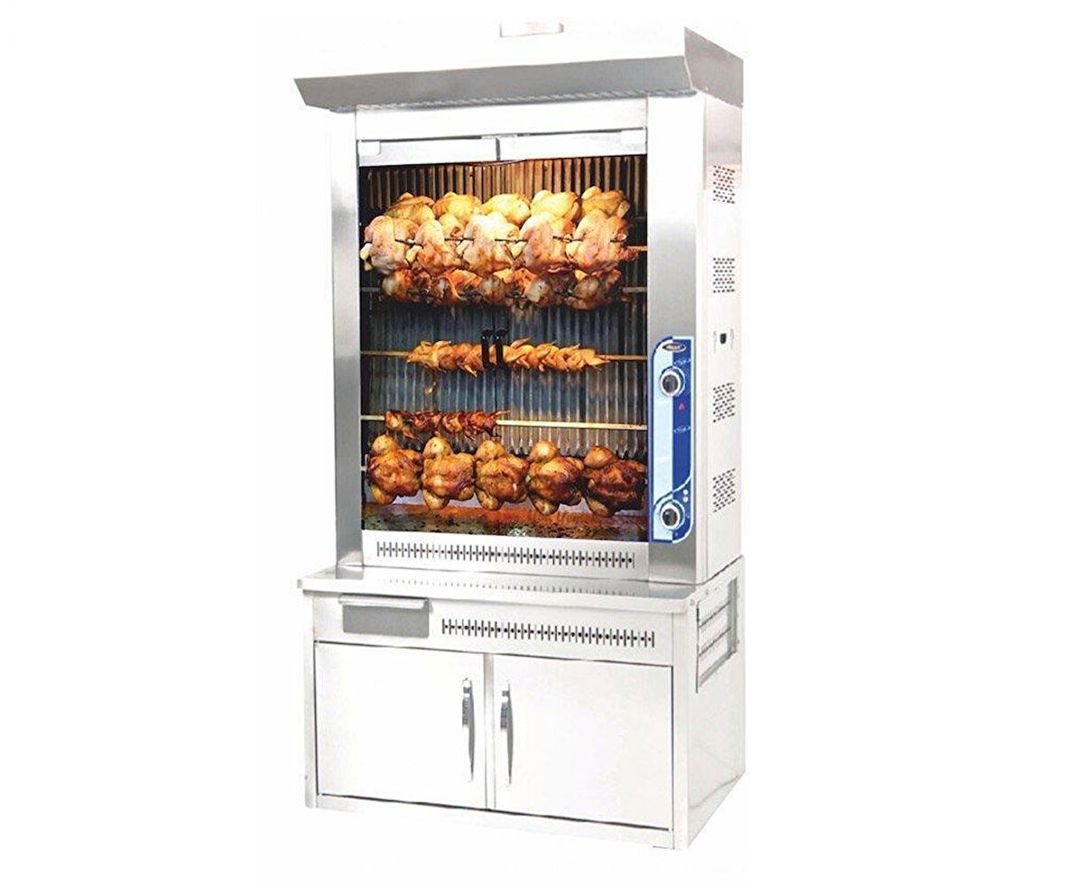 Pimak Dökümlü Piliç Makinesi Tüplü 6 + 5 Şiş 55 Piliç 120 x 80 x 200 (cm)