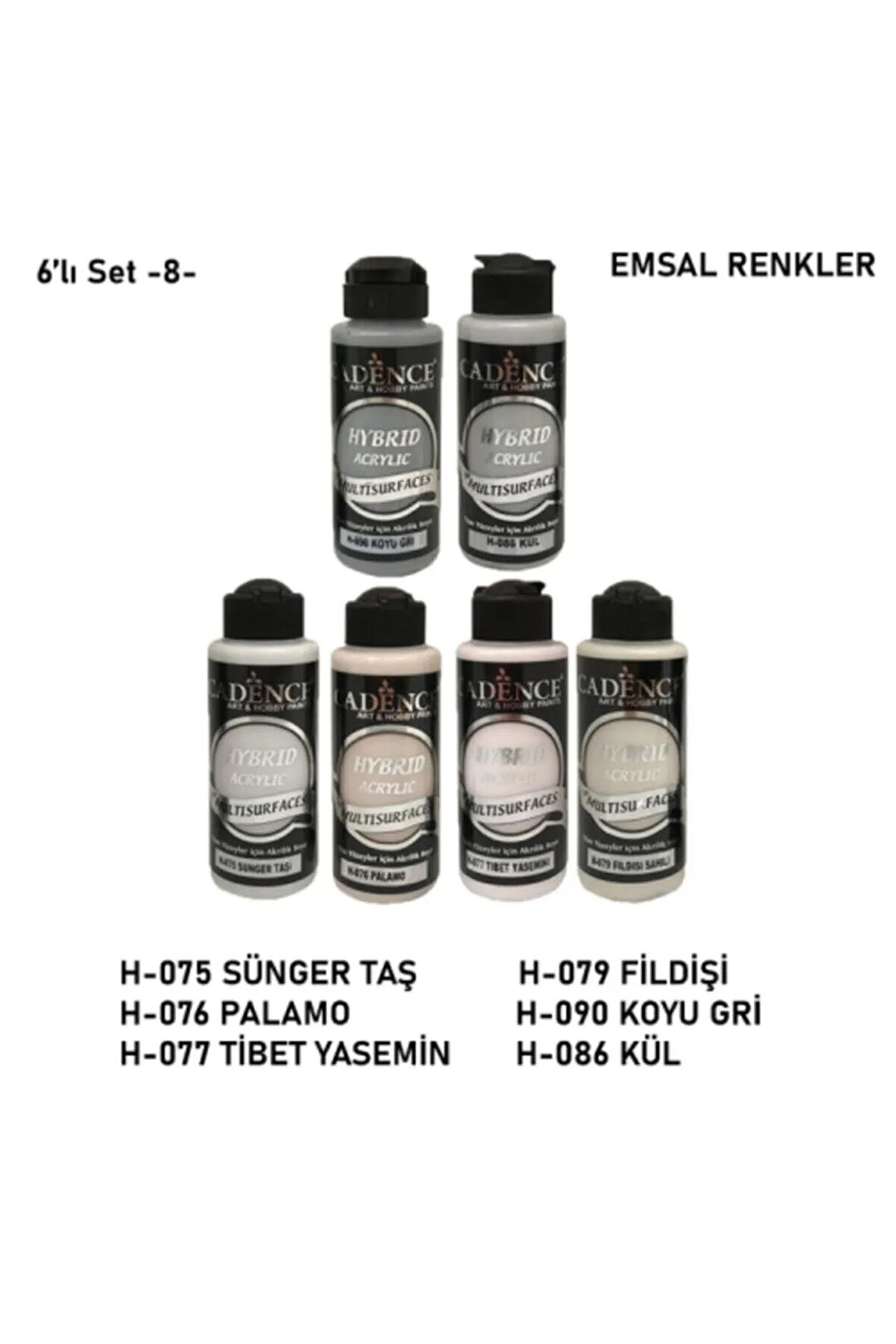 Hybrid Multisurface 120ml 6'lı Gri Set(8)