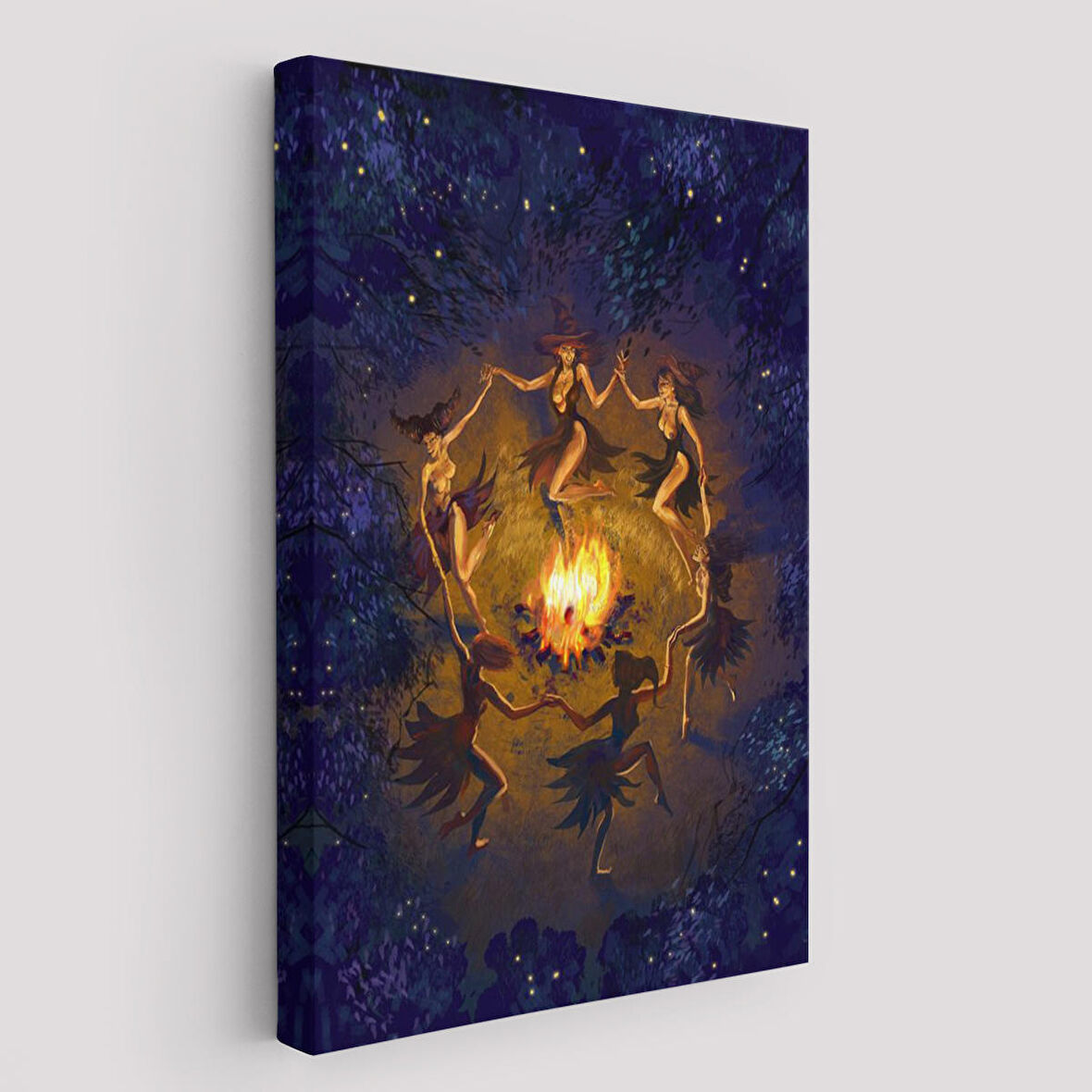 Şabat Ayini Yapan Cadıların Ateş Etrafındaki Dans Tablosu-6354