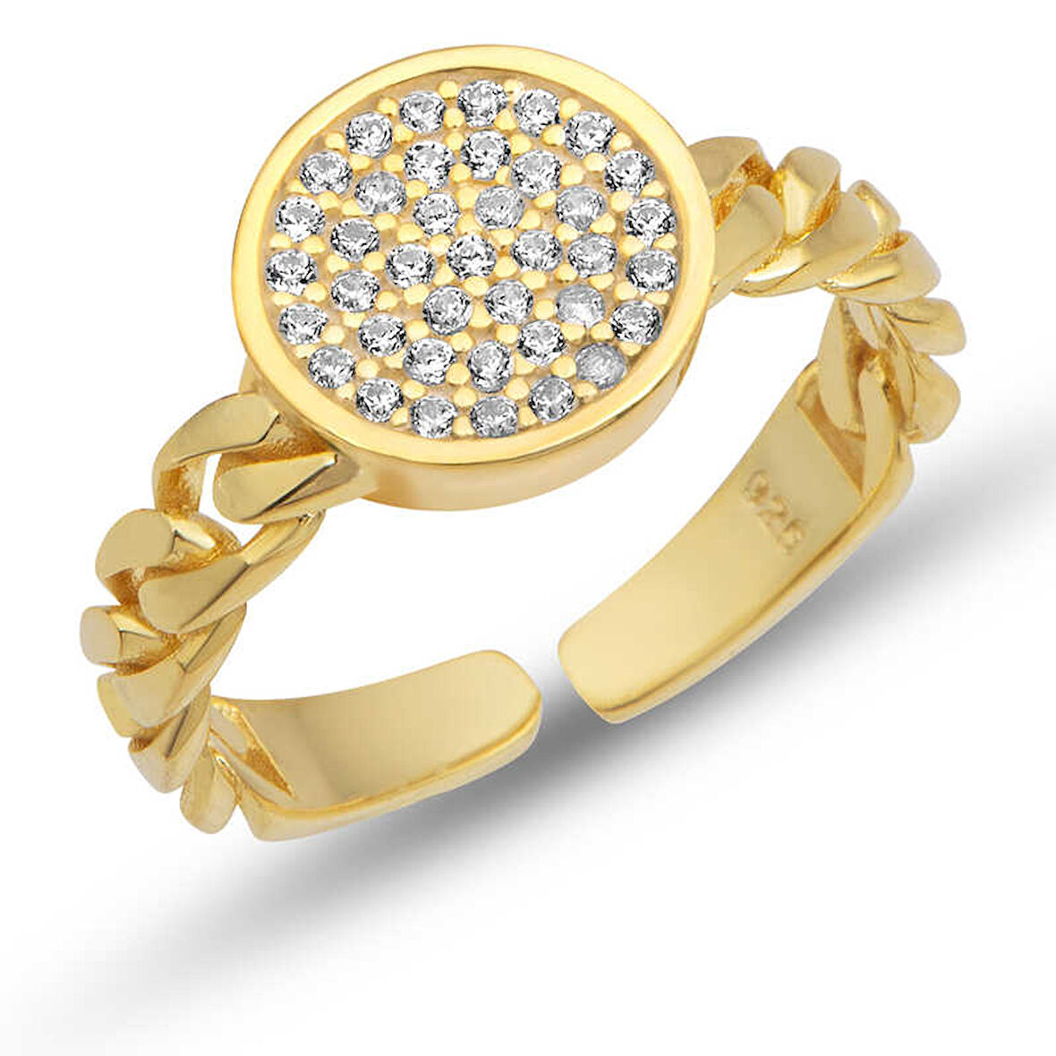 Himarry Gümüş Ayarlanabilir Gold Yuvarlak Zirkon Taşlı Kadın Yüzük