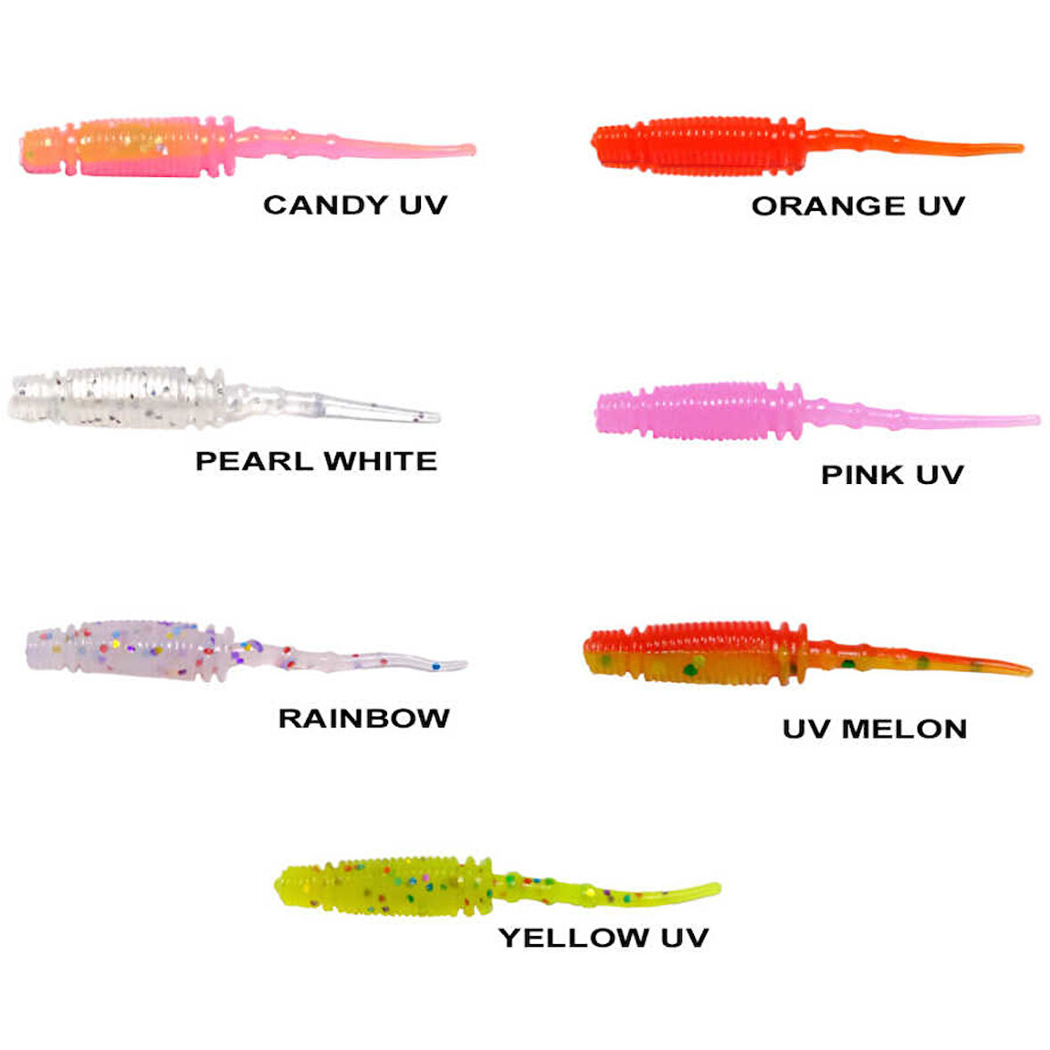 Ryuji Rock Worm 4cm Kokulu Silikon Yem (12 adet) CANDY UV-Standart
