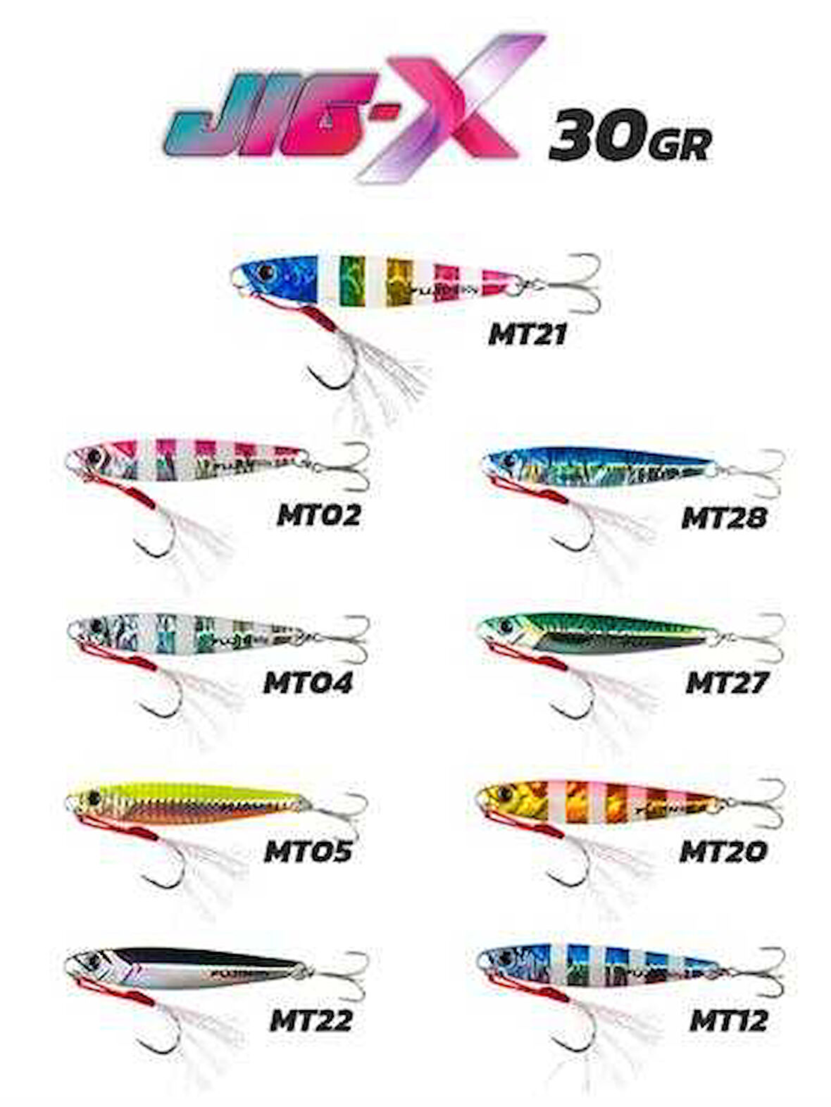 Fujin Jig-X 30gr Light Jigging jig Yem MT12 Blue Pink Zebra Glow
