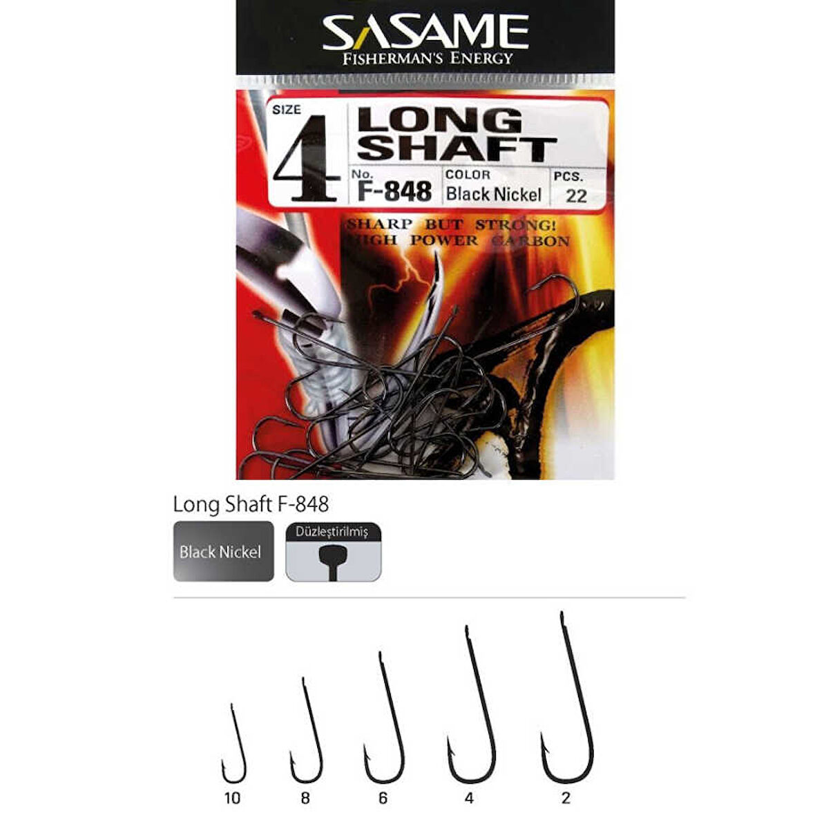 Sasame Long Shaft F-848 Serisi Olta İğnesi Standart-6