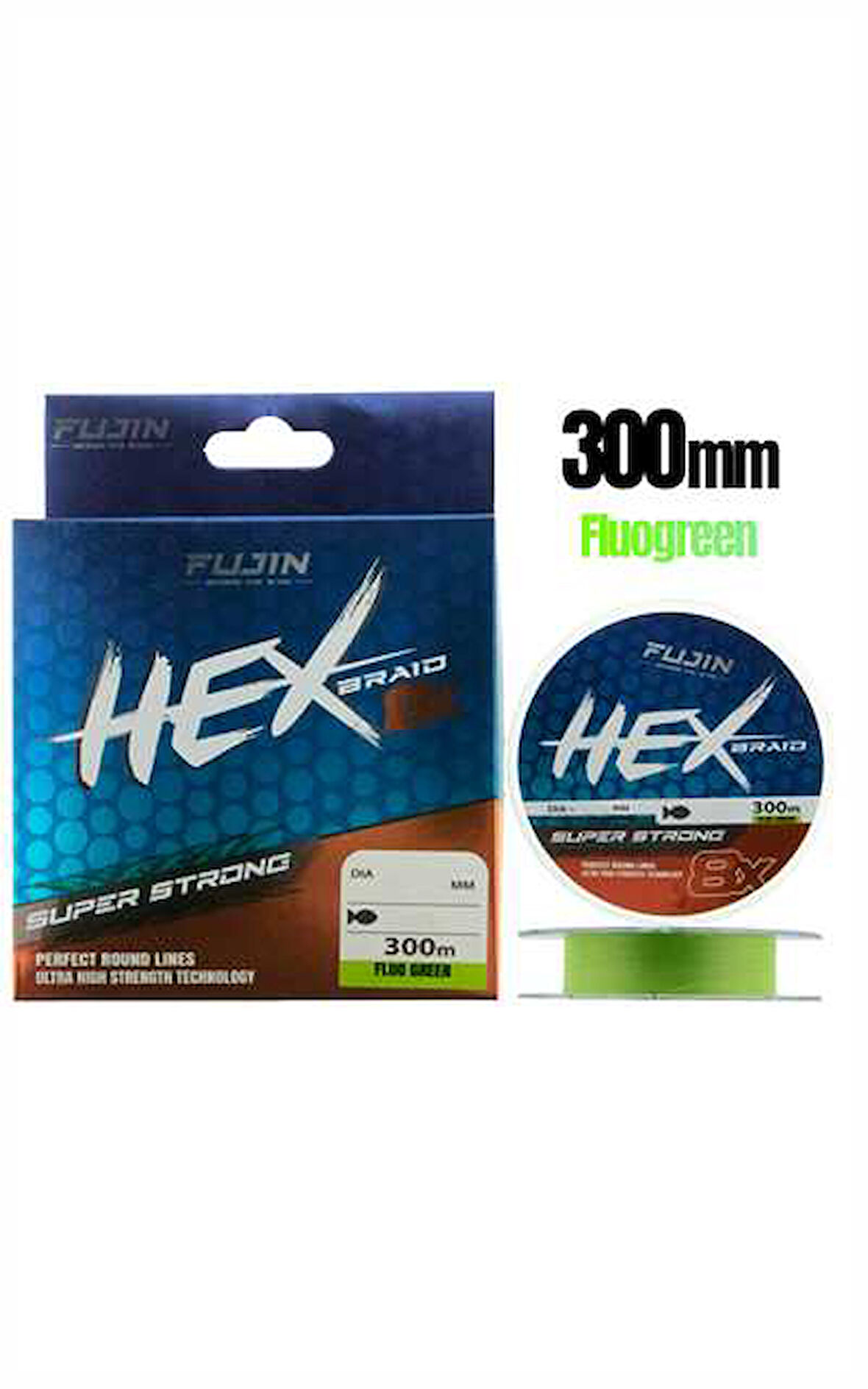 Fujin Hex Braid 8x 300mt Fluo Green PE İp Misina 0,12 mm