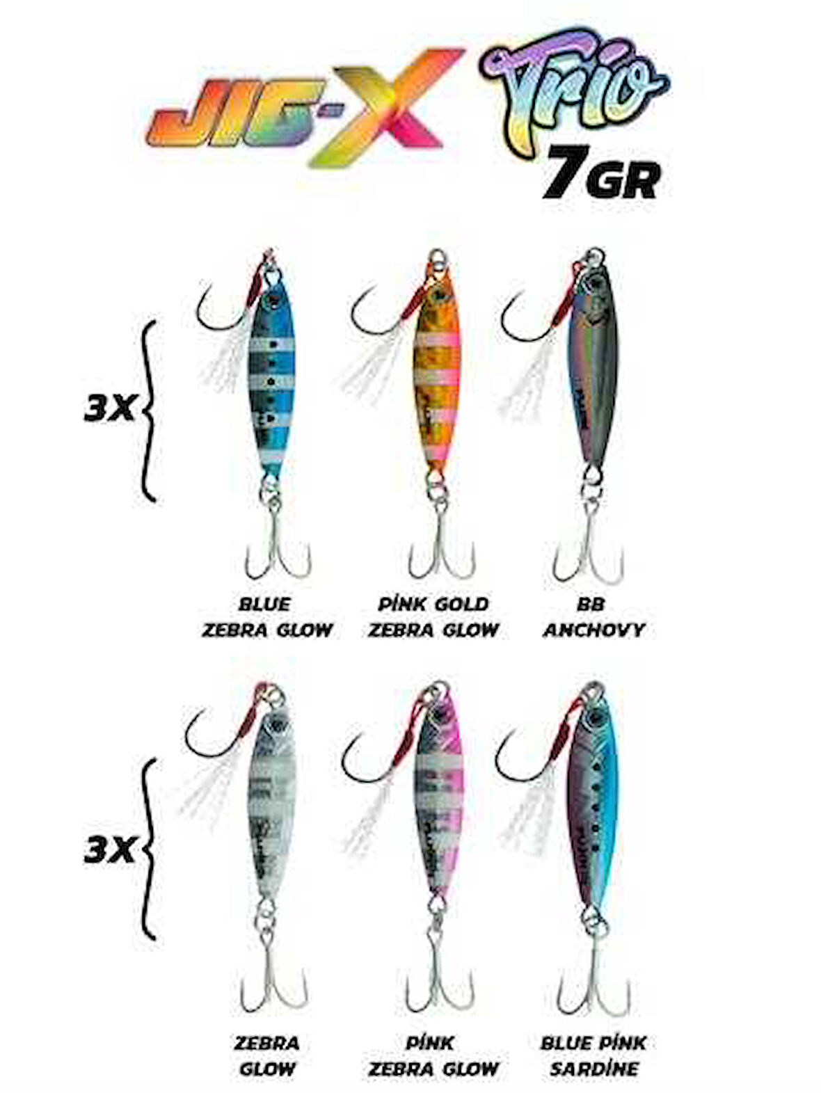 Fujin Jig-X Trio 3lü Micro Jig 7gr TR1