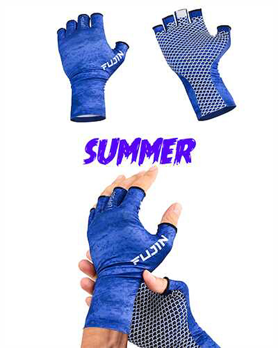 Fujin Pro Angler Summer Gloves Blue L/XL