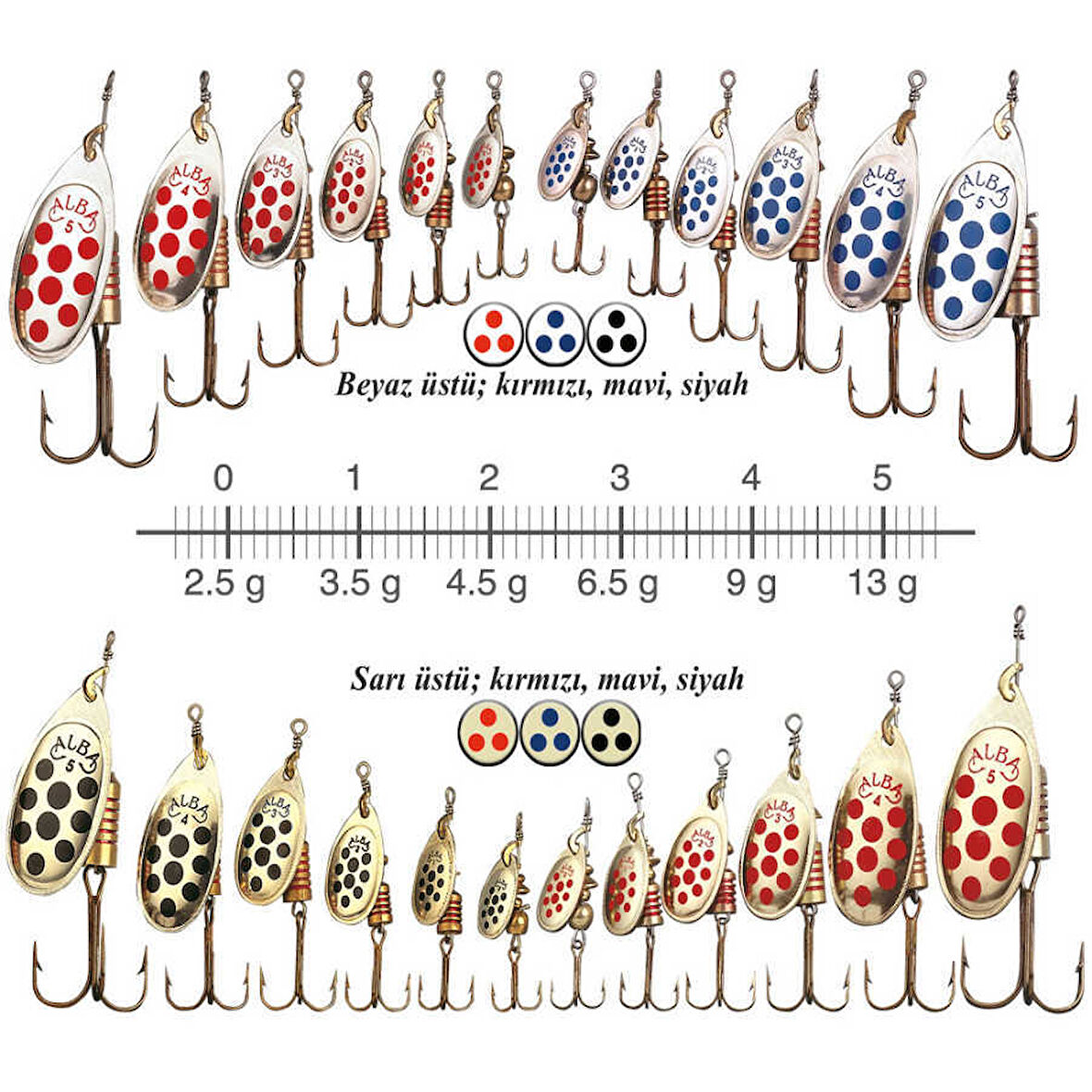 AlbaStar 202 Döner Olta Kaşığı BEYAZ-SİYAH-NO:5