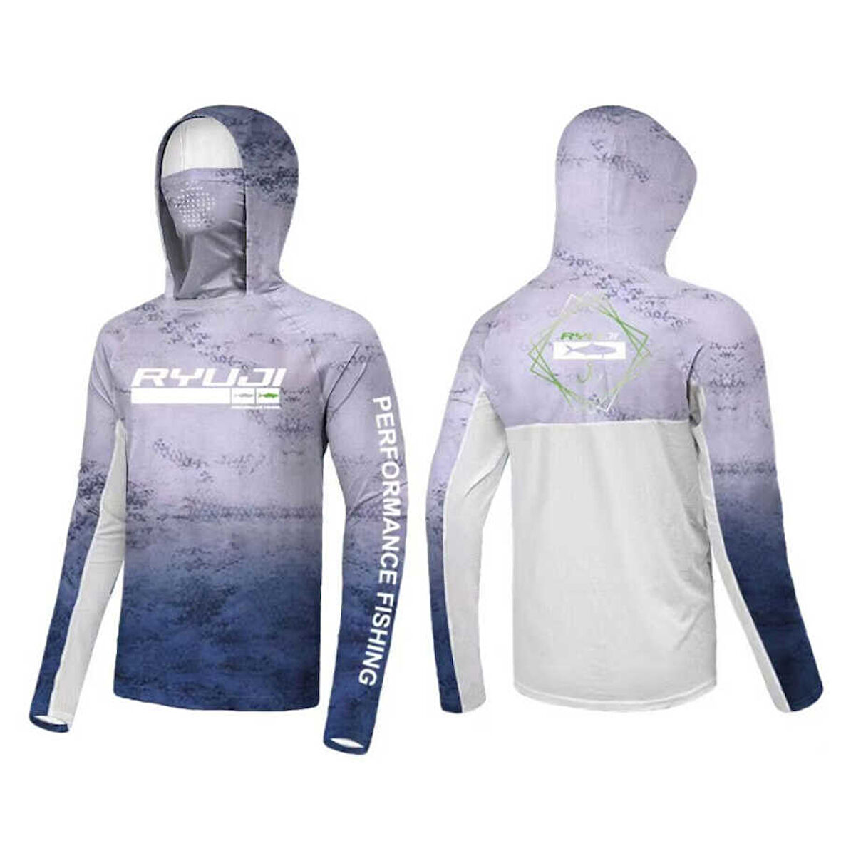 RYUJI UV PERFORMANCE HOODIE SHIRT+NECK, NAVY BLUE Standart-XL