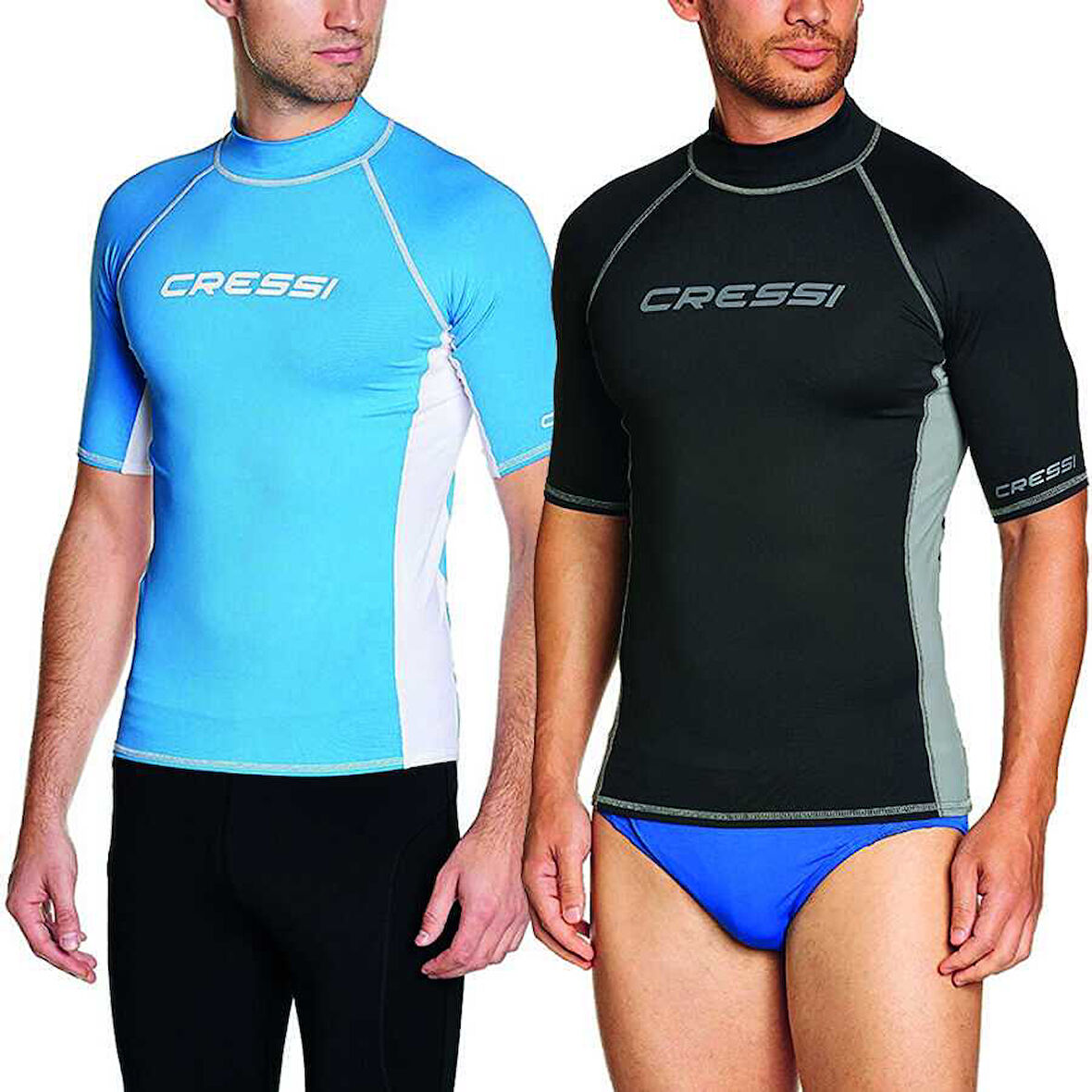 Cressi Rash Guard Man Kısa Kollu T-Shirt BLUE-WHITE-NO:4 - L