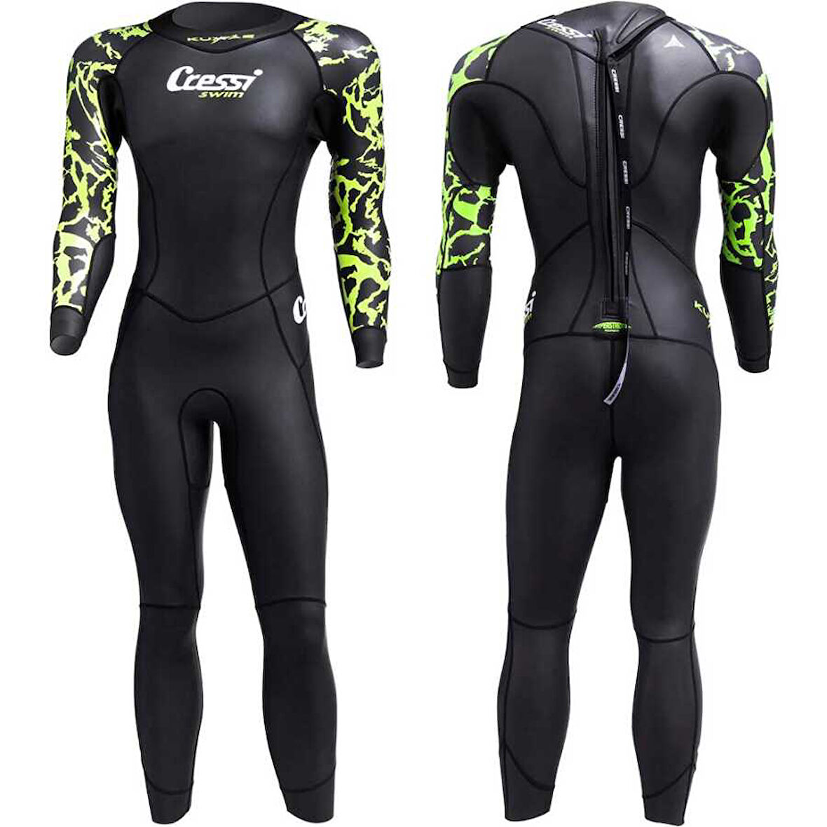 Cressi Kuwae Man Yüzücü Elbisesi BLACK/GREEN-2MM - NO:6 / 2XL