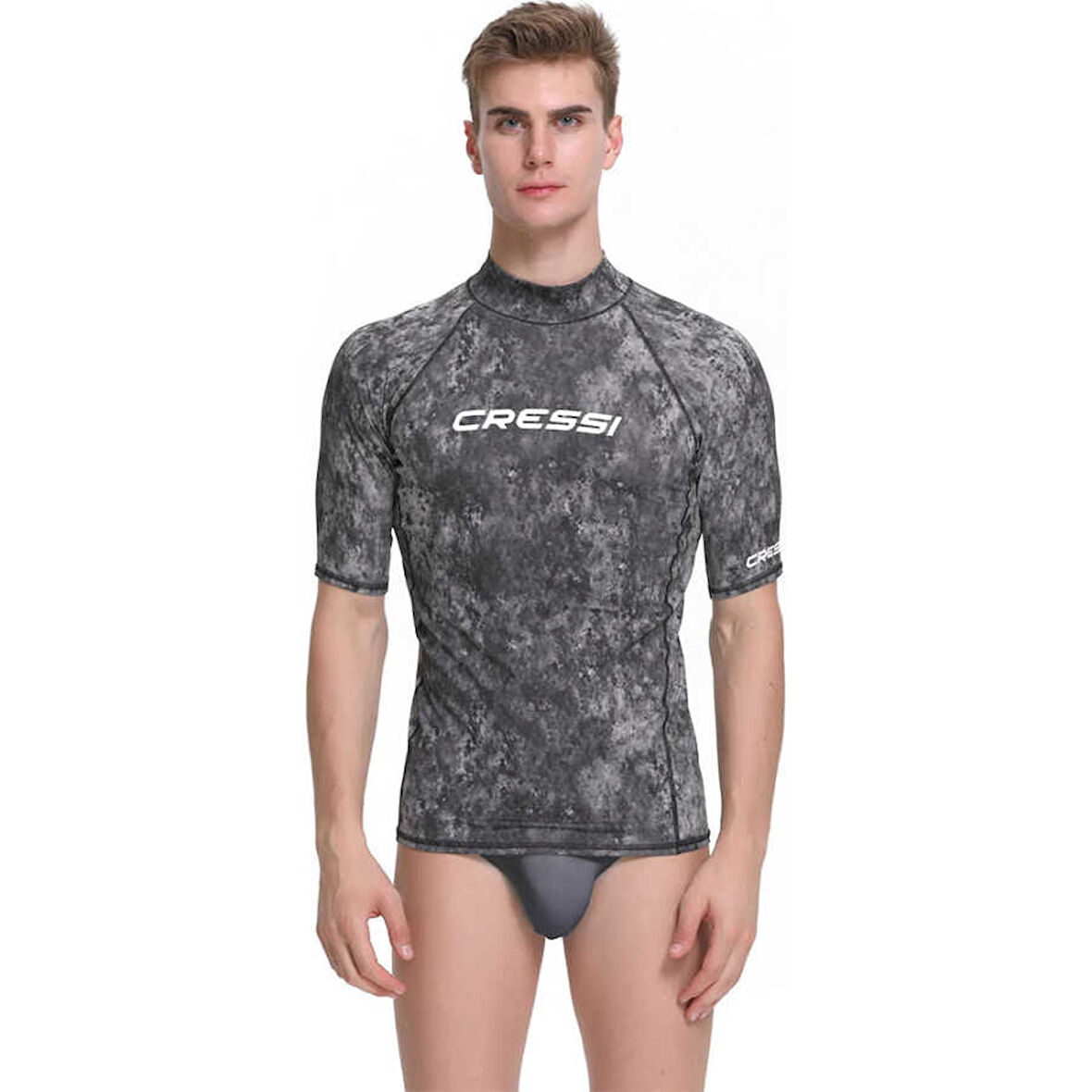 Cressi Rash Guard Man T-Shirt BLACK - ORANGE-L - NO:4