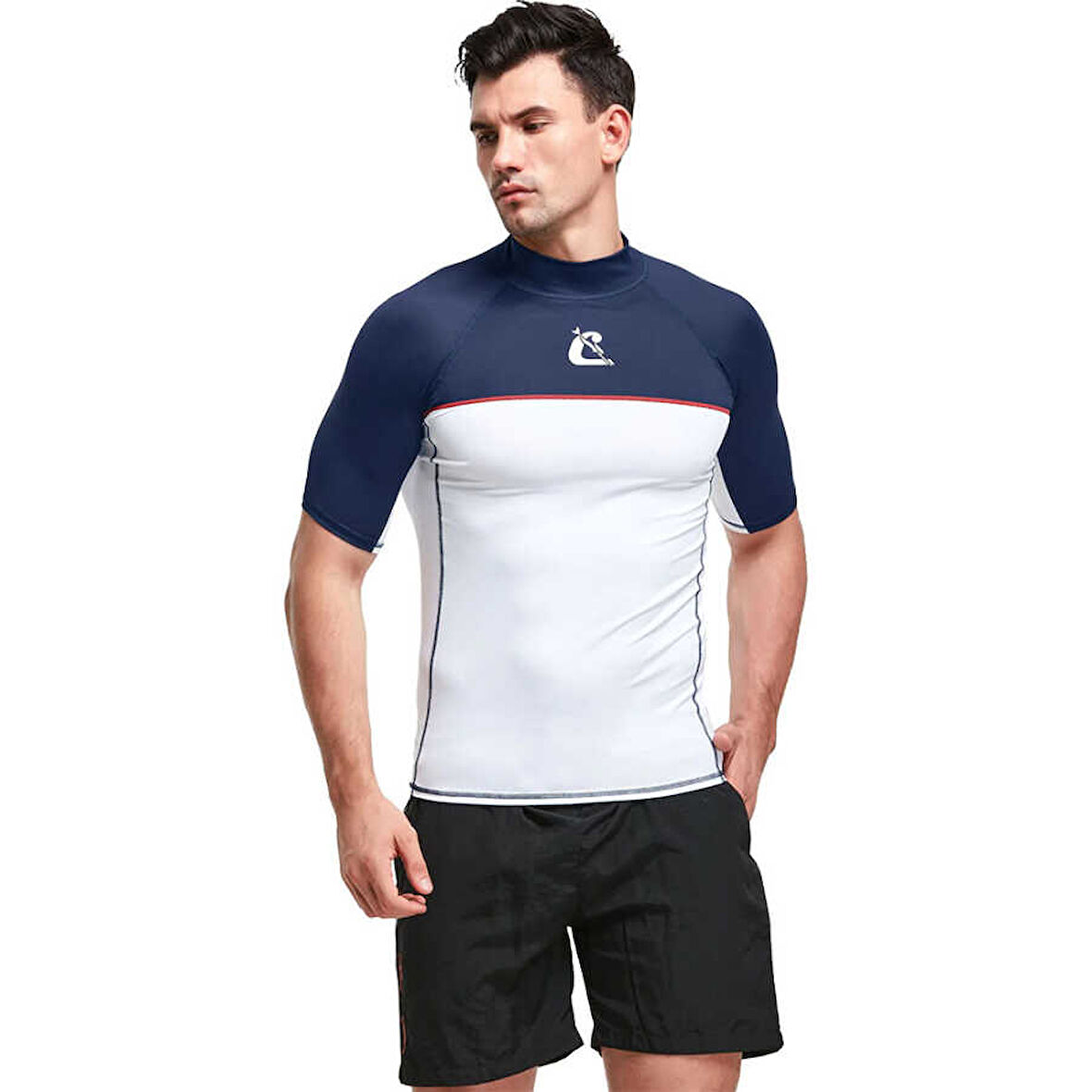 Cressi Shield Rash Guard Man T-Shirt WHITE - BLUE-M - NO:3