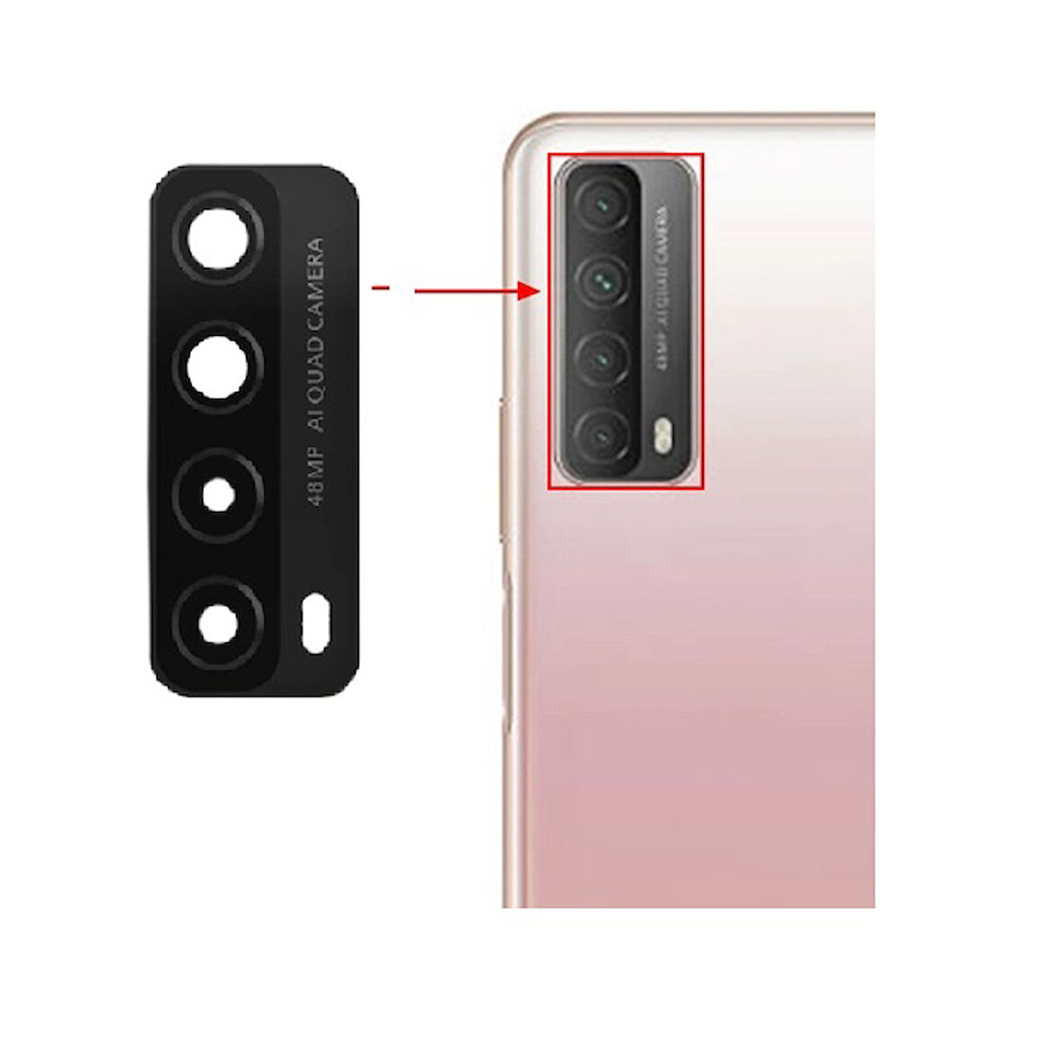 Huawei Uyumlu P Smart 2021 Arka Kamera Camı Lens Yapışkanlı