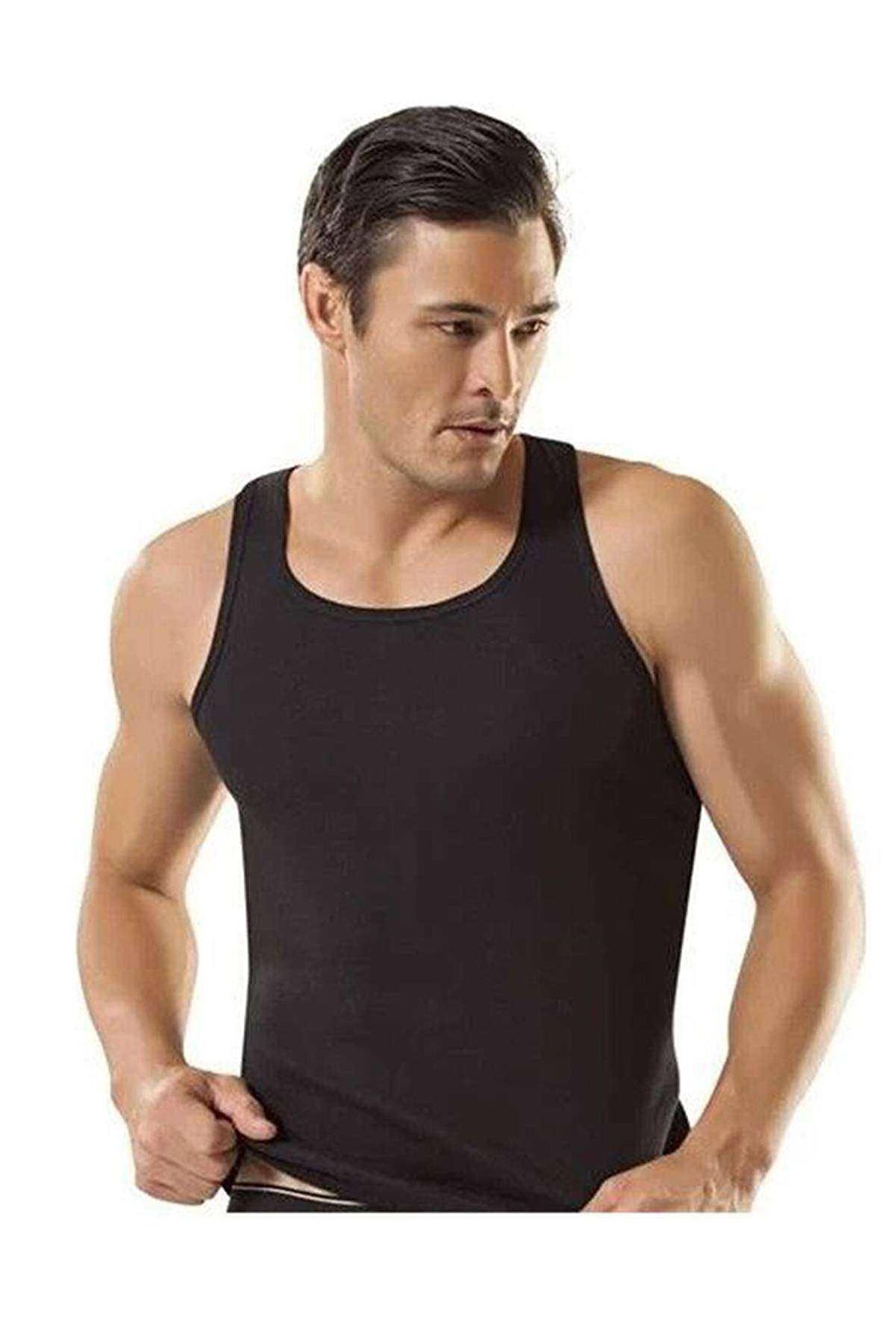 3 adet Tutku Ribana Spor Erkek Siyah Atlet 0118 Beden XL