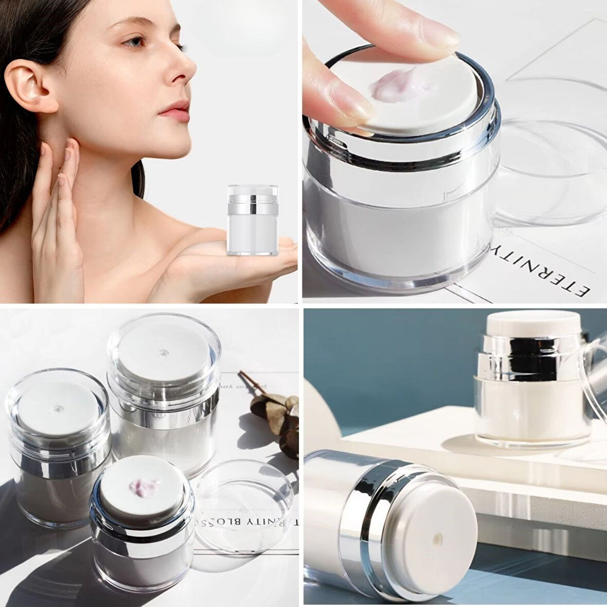 celikavm® Hava Pompalı Doldurulabilir Vakumlu Krem,Fondoten Sıvı Kozmetik Ürün Şişesi