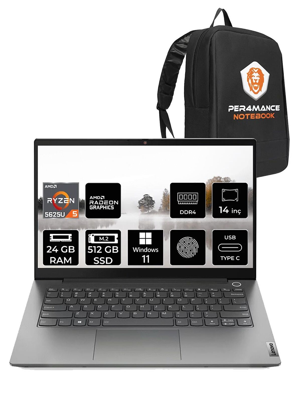 Lenovo Thinkbook 14 G4 ABA R5-5625U 24GB 512GB SSD 14"FHD W11PRO 21DK0059TX & PER4 ÇANTA