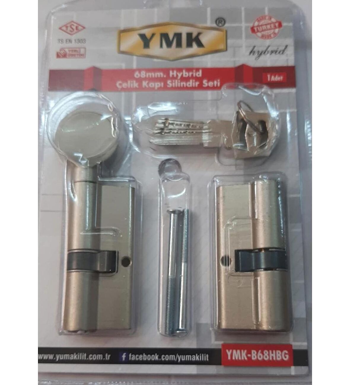 YMK 68 mm ÇELİK KAPI SİLİNDİR SETİ - İKİZ BAREL