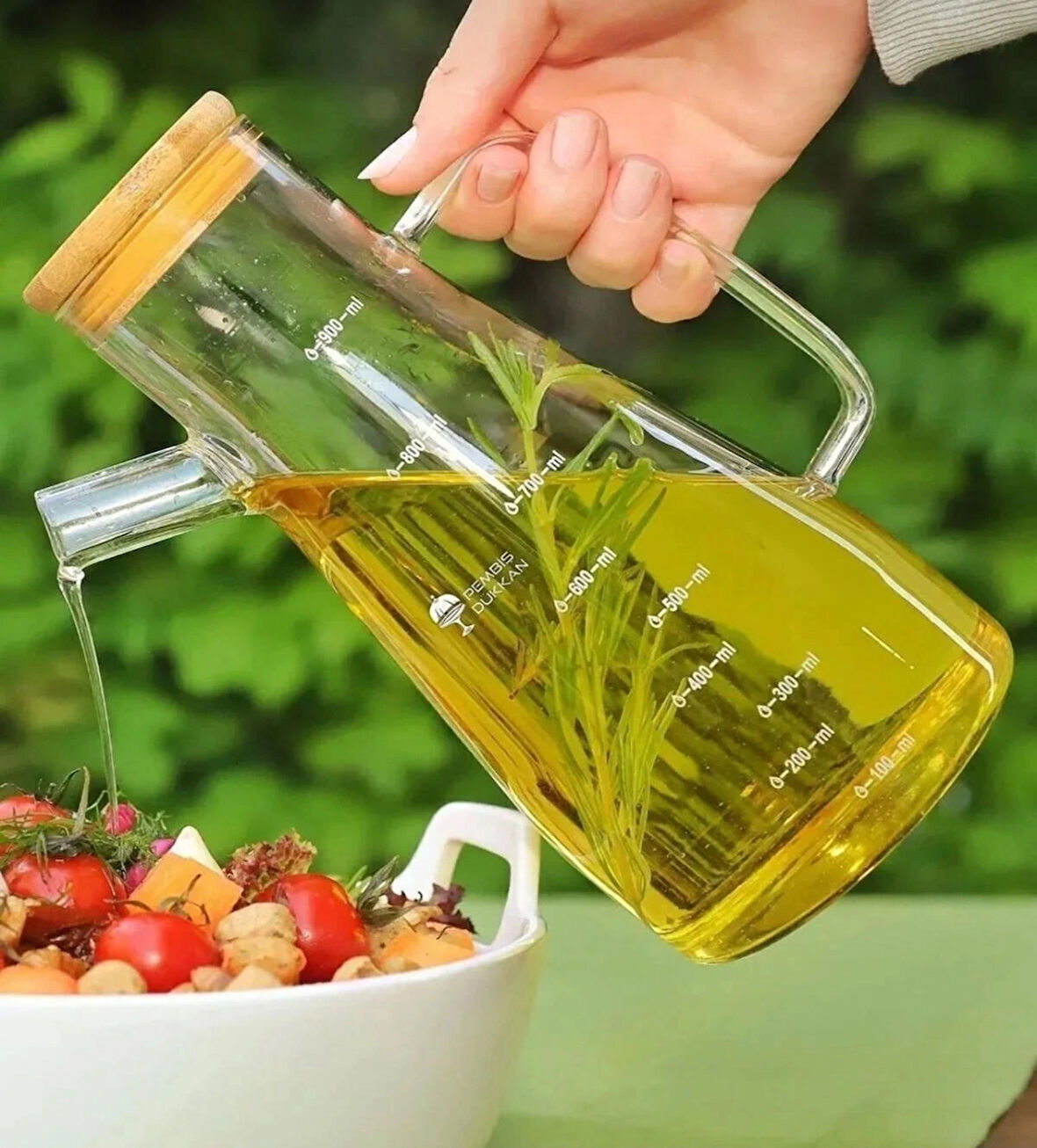 Profesyonel Şef Tipi - 900 ml - Cam Yağlık – Ölçekli, Kulplu ve Sızdırmaz Tasarım