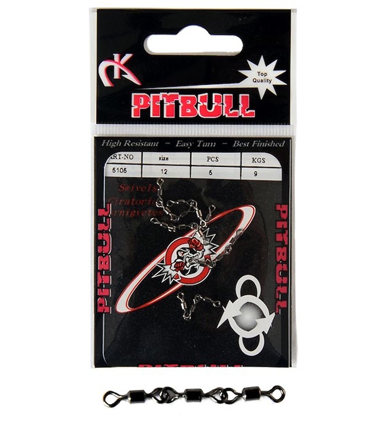 Pitbull 5105 Black Nikel 3 Zincir No:14  Fırdöndü 5'li Paket