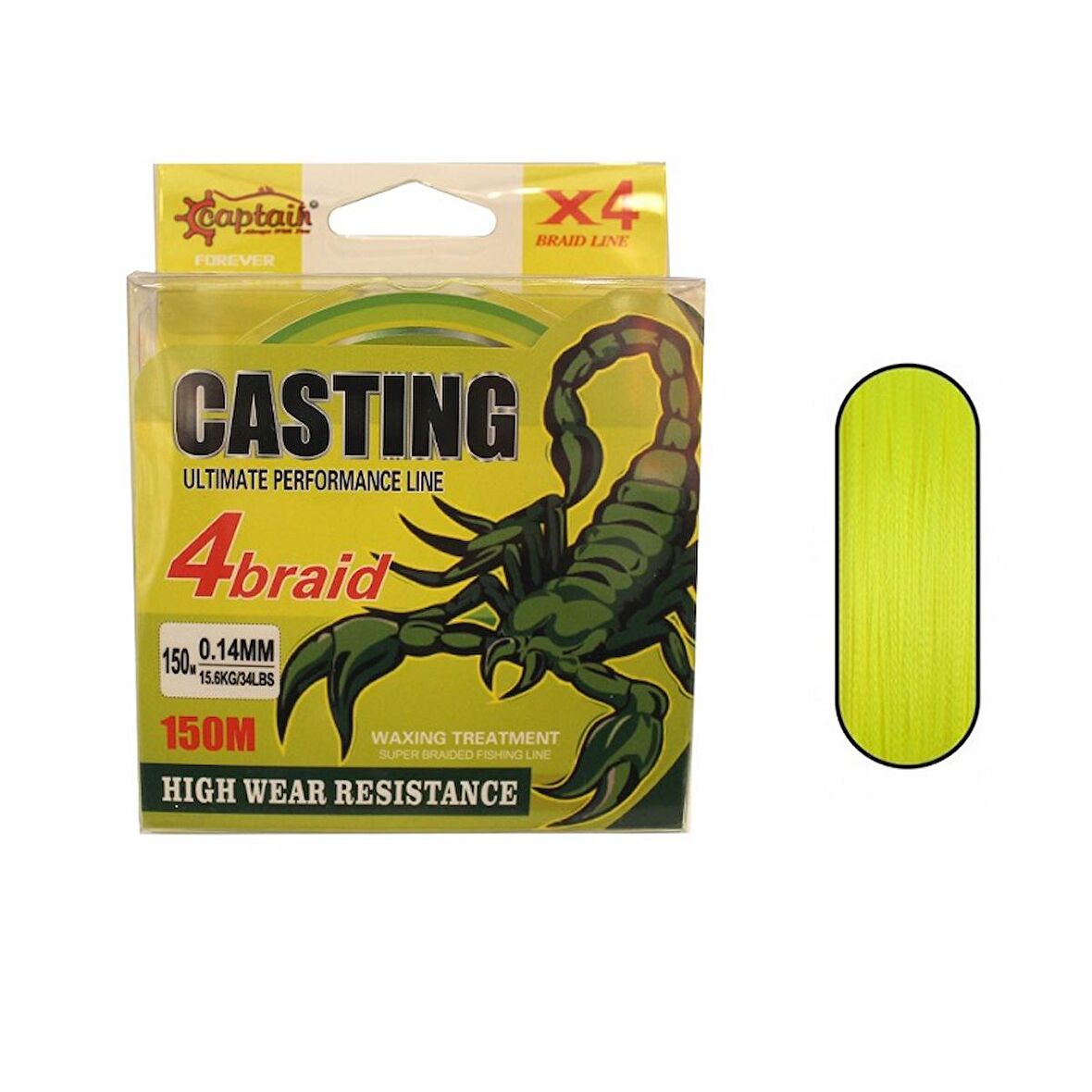 Captain Casting PE 4 Kat Spin İp Misina 0,08mm 150mt Sarı