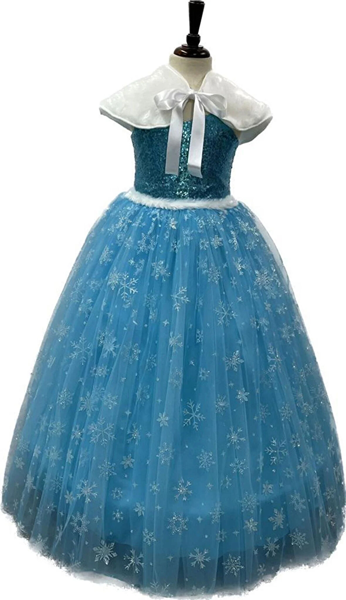  Kız Çocuk Frozen Elsa Kostümü Askılı Bolero lu Takım