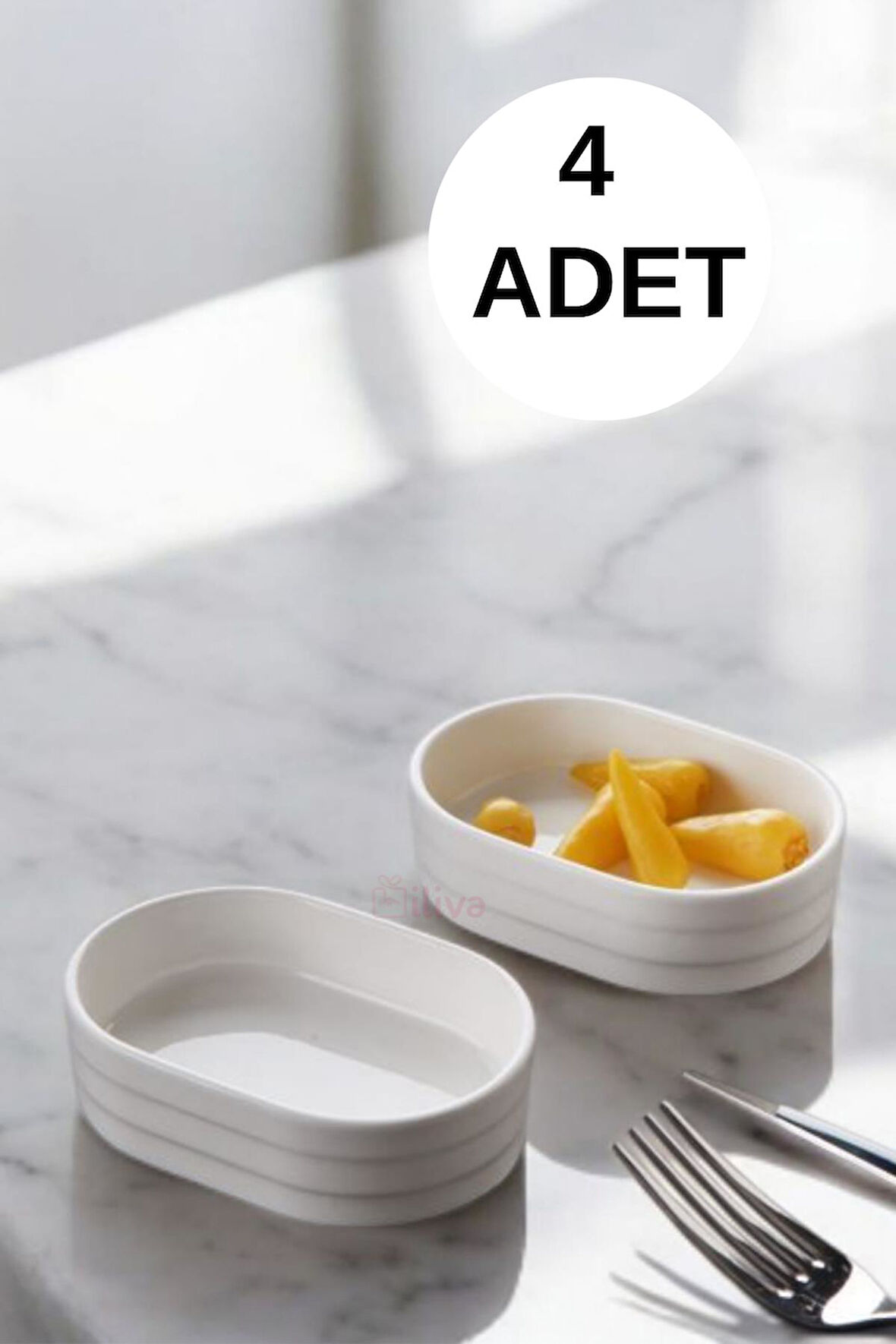 4 Lü 11 Cm Porselen Reçellik Sosluk Çerezlik