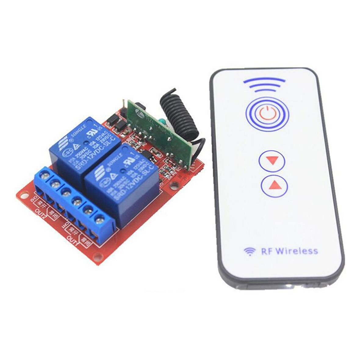 DC 12V 2 Kanallı 433MHz Kablosuz RF Alıcılı Röle Modülü