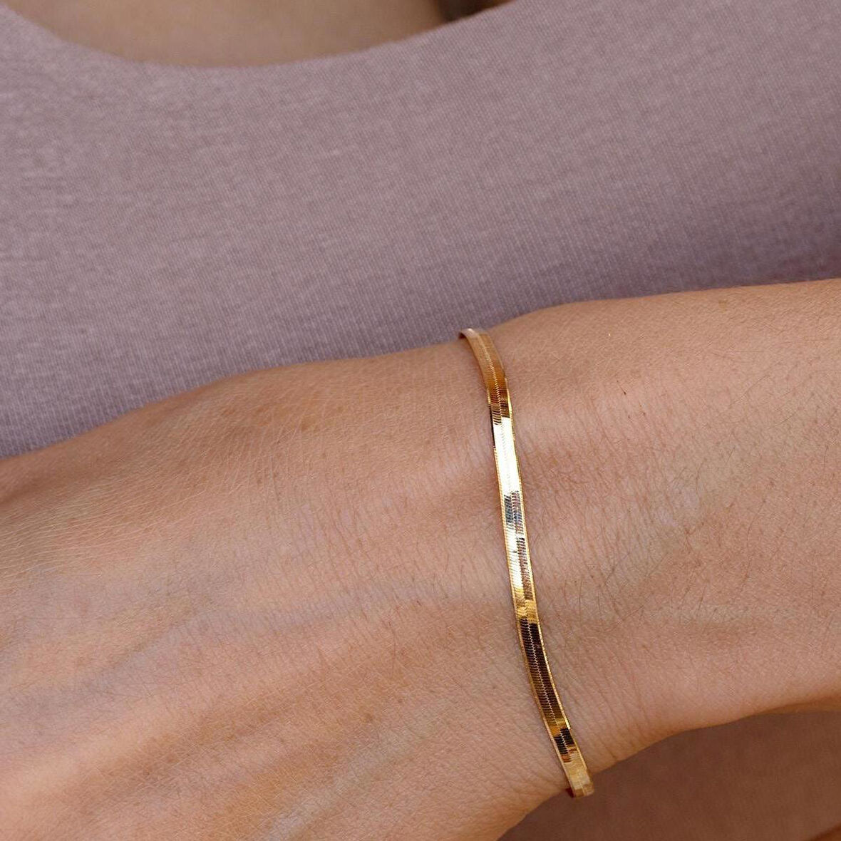 14 Ayar Altın Ezme Bileklik 2,5 mm