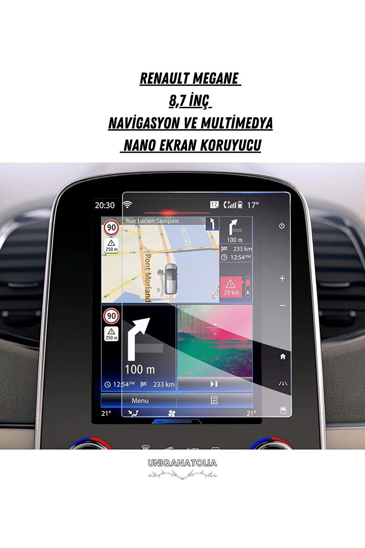 Renault Megane 8.7 İnç Navigasyon ve Digital Gösterge Panel Uyumlu Nano Ekran Koruyucu