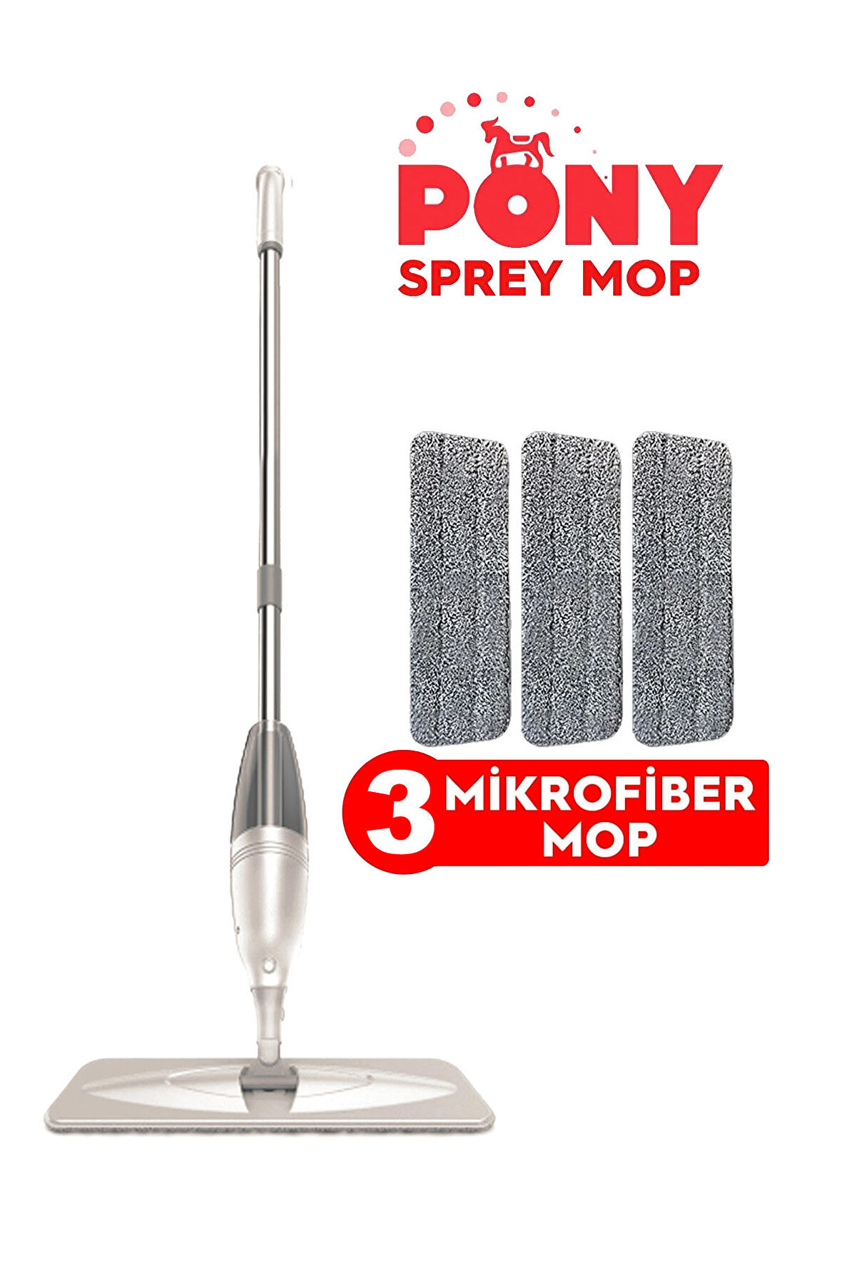 PONY SPREY MOP 3 MİKROFİBER MOP SET KREM