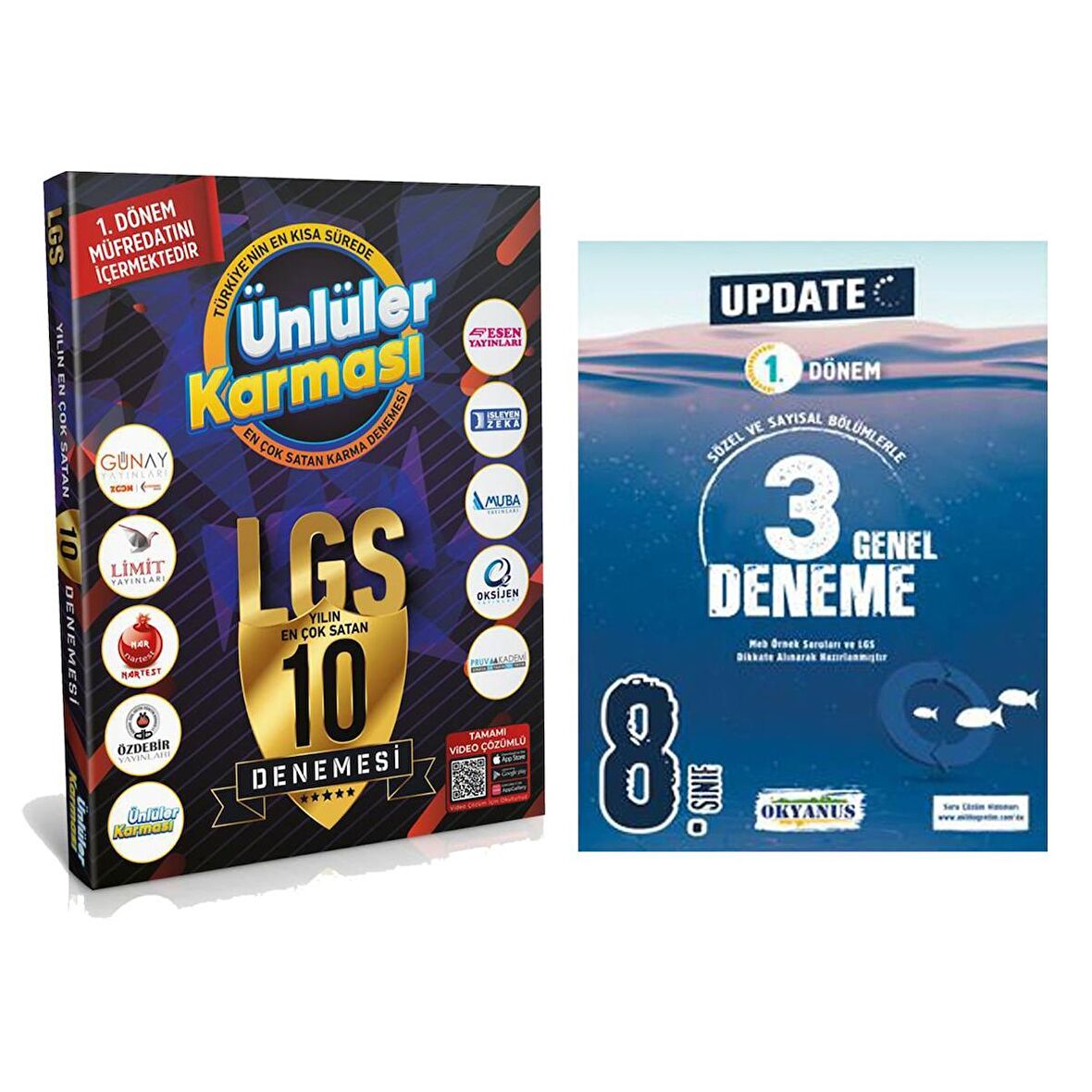 Ünlüler Karması LGS 1. Dönem 10 lu Deneme ve Okyanus 1. Dönem 3 Deneme Seti 2 Kitap