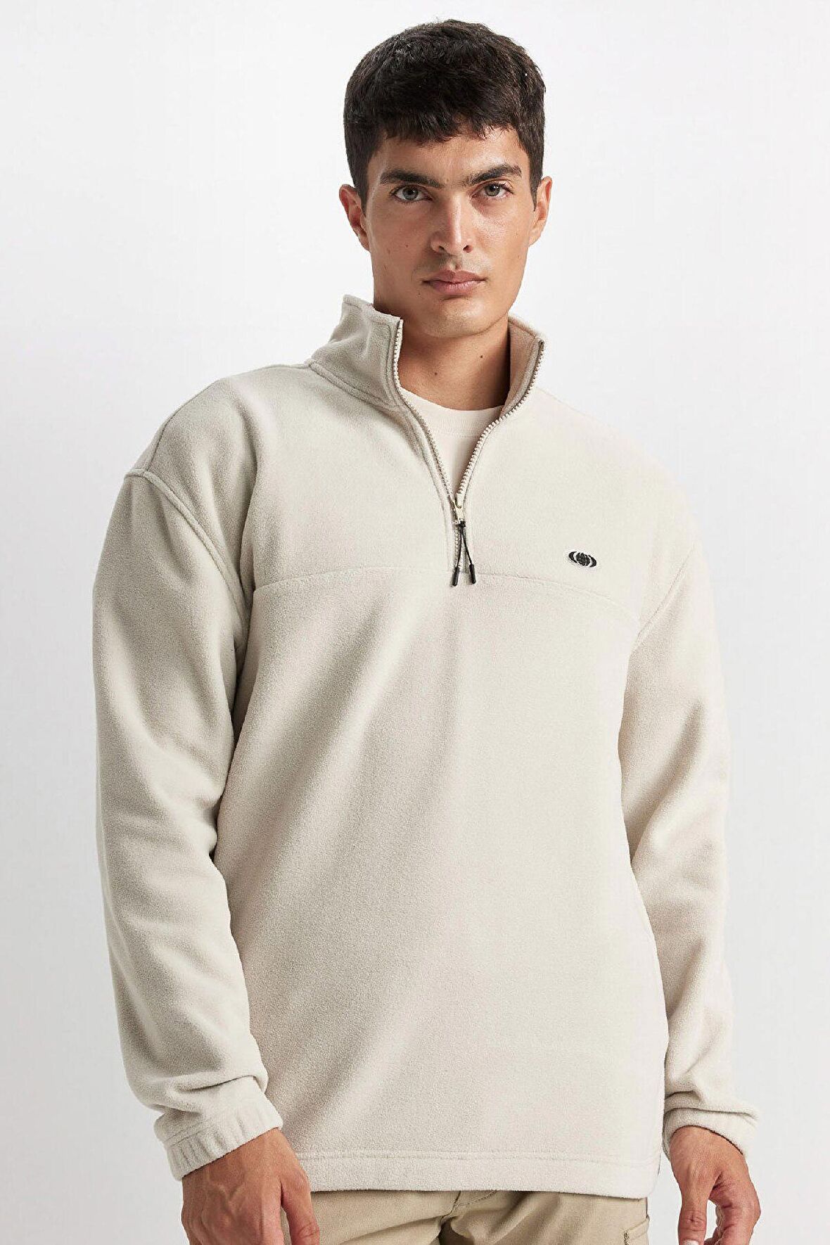 DeFacto Relax Fit Dik Yaka Fermuarlı Polar Sweatshirt D2348AX24AUBG106
