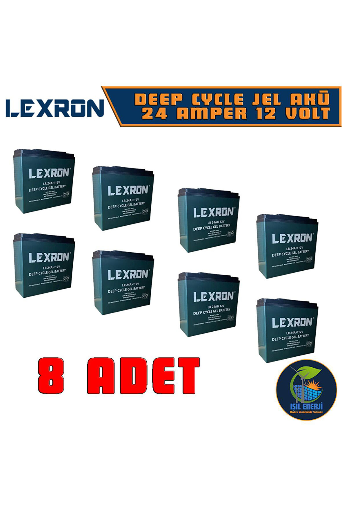 12 Volt 24 Amper (12V 24 AH) Jel Akü - Elektrikli Bisiklet Motosiklet Aküsü - 8 Adet