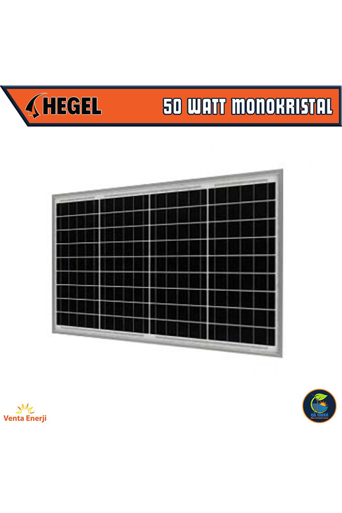 50 WATT MONOKRİSTAL GÜNEŞ PANELİ