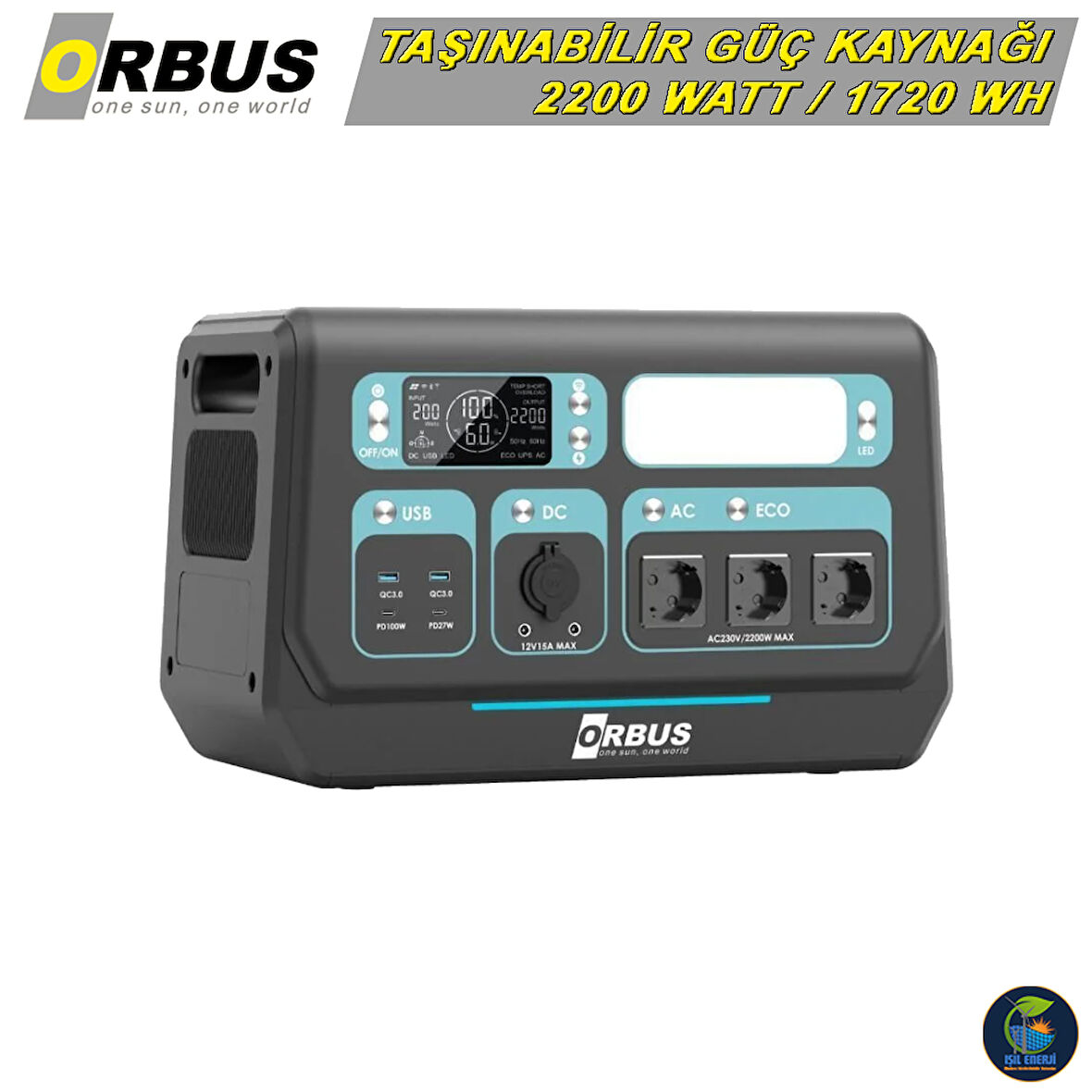 ORBUS 2200W Power Station - 2200 Watt Taşınabilir Güç Kaynağı - 2.2 kW