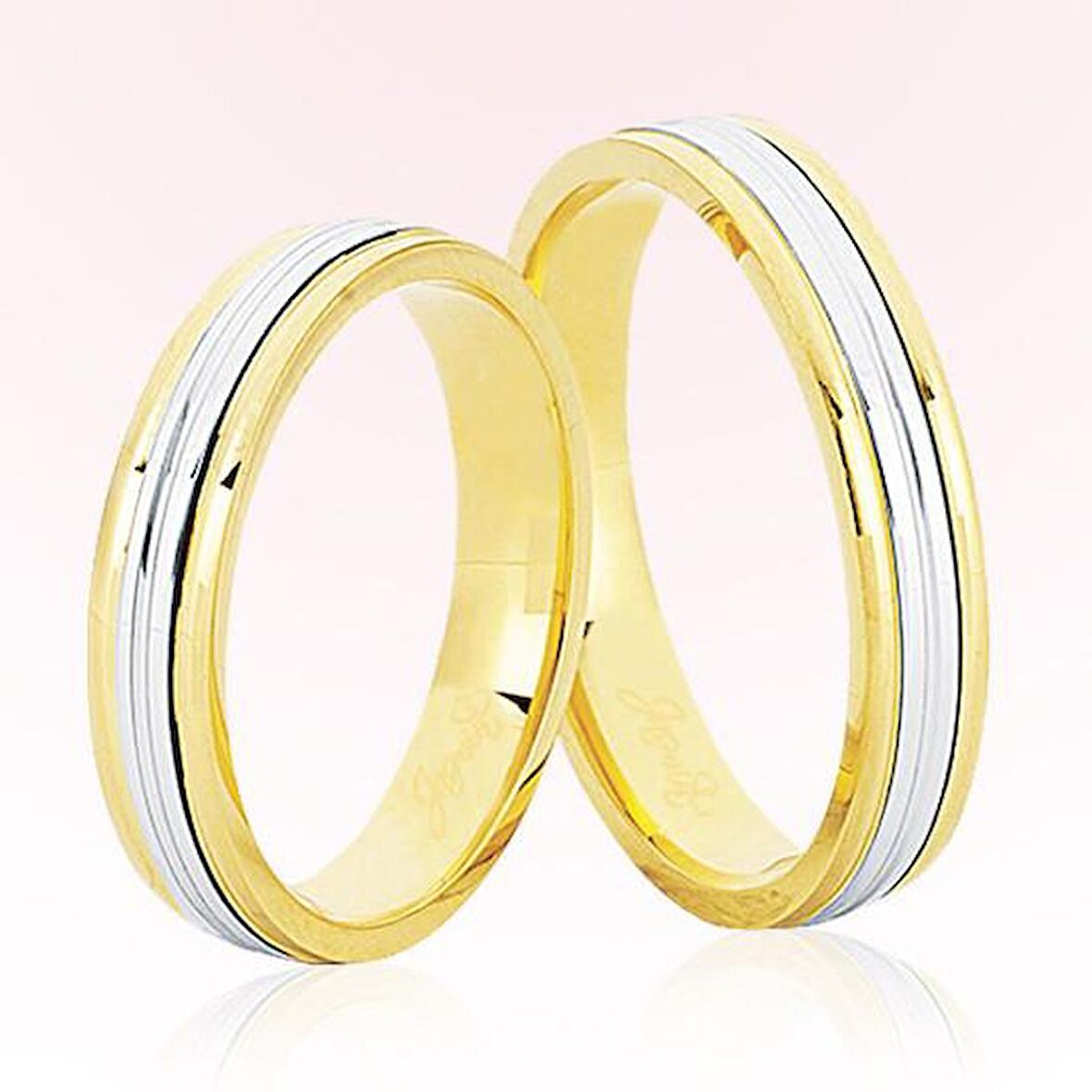 Harem Altın Sarı Beyaz Altın Alyans 6402