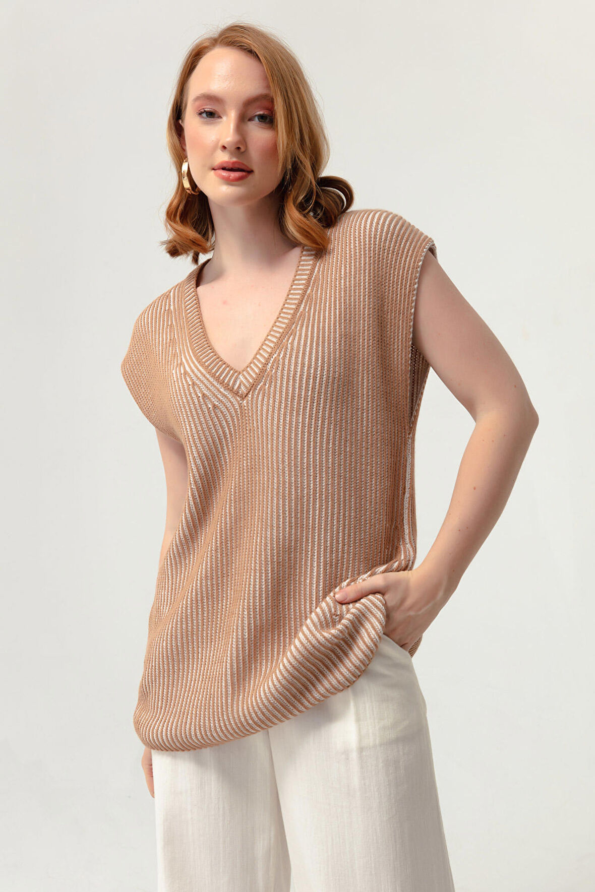 Kadın Taba Yürütme Desen Triko Süveter