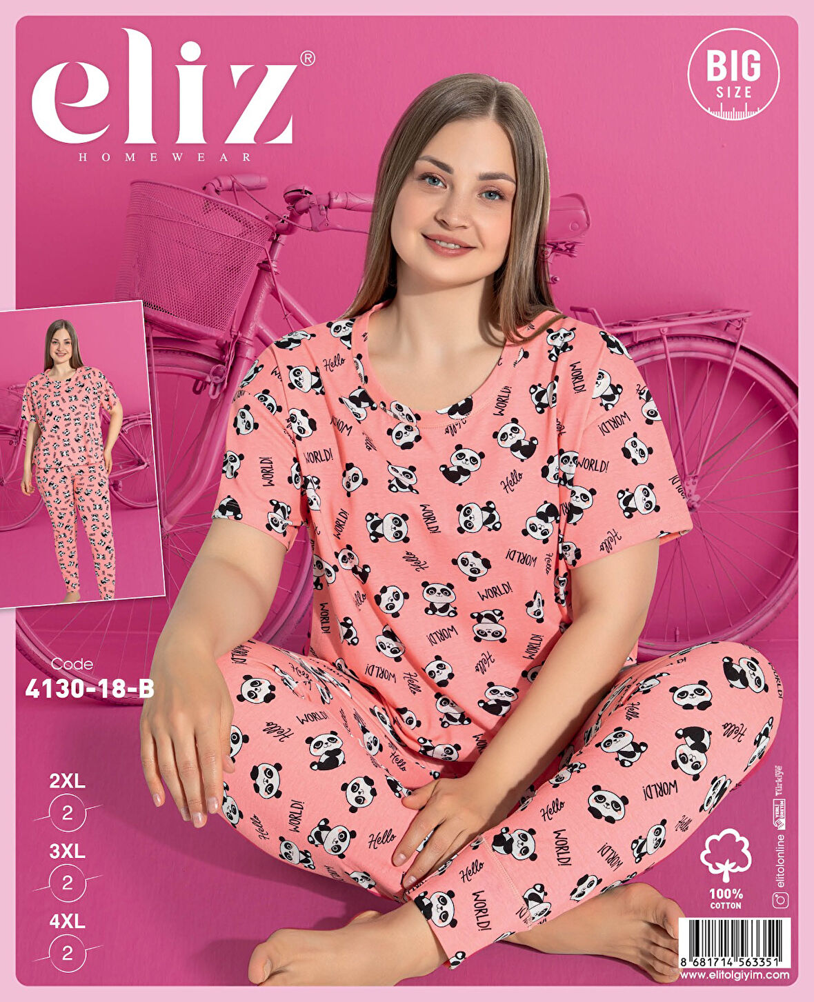 ELİZ 4130-18 DESENLİ BAYAN BATTAL PIJAMA TAKIM