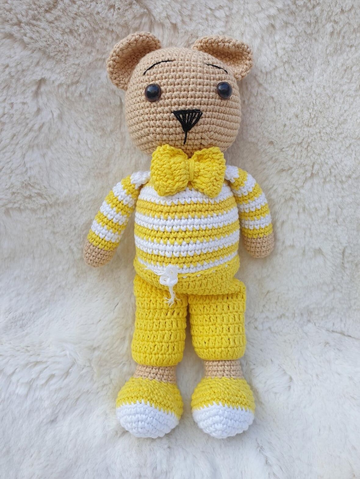 Amigurumi Fiyonklu Sarı Ayı