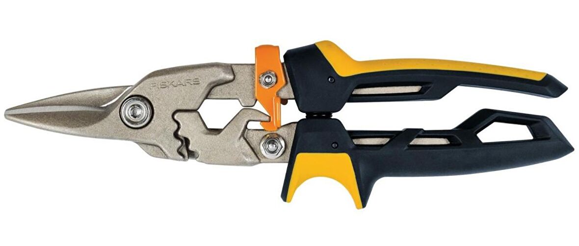 Fiskars 1027207 PowerGear Metal Levha Makası - Düz Kesim