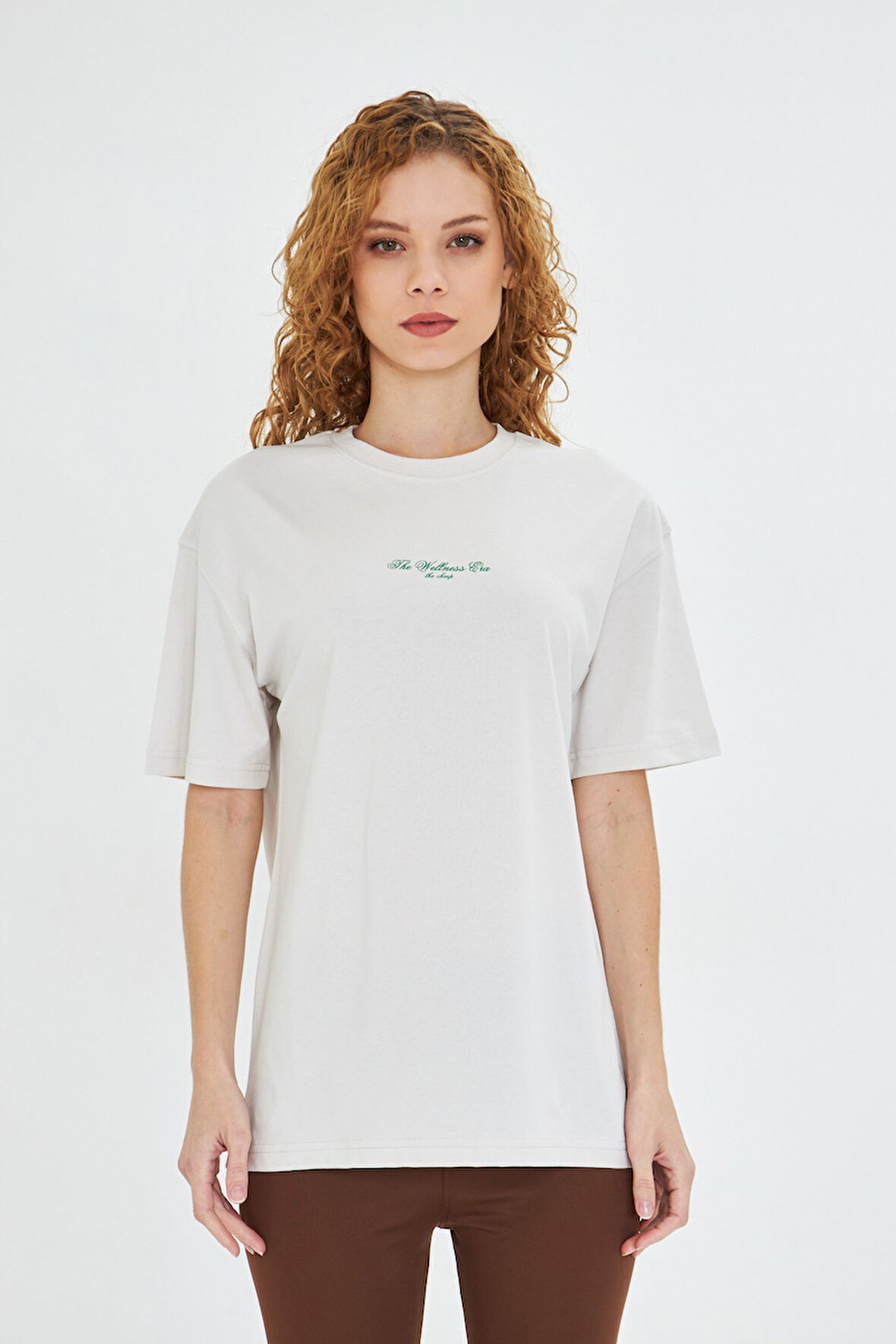 The Wellness Era Baskılı %100 Pamuk Oversize Kadın Tişört