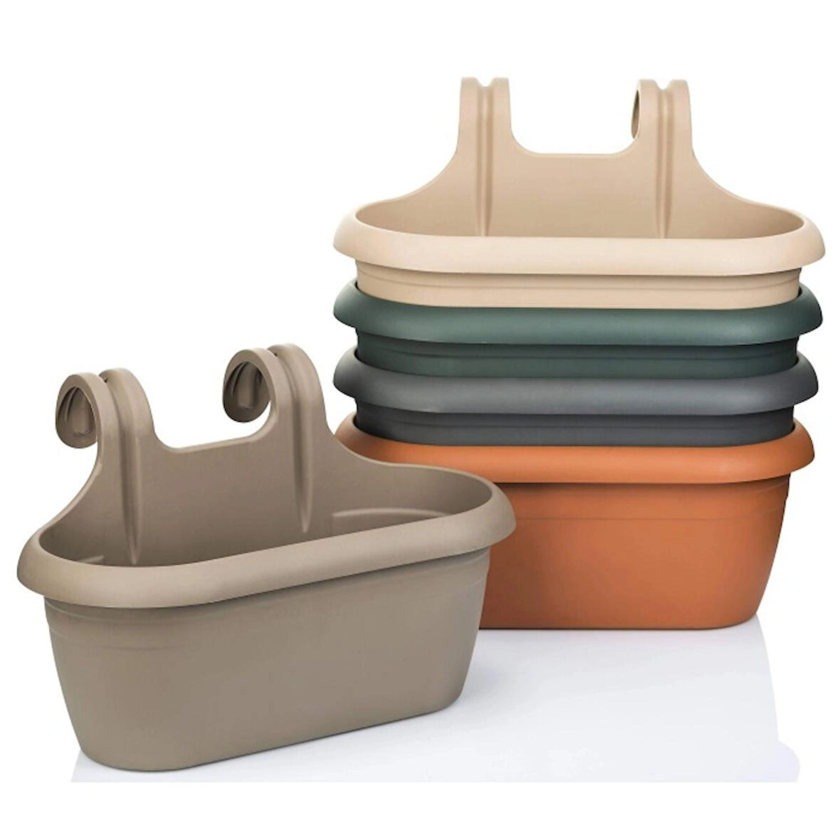  Nergiz  Askılı Balkon Saksısı Plastik Renkli Balkon Saksısı 40 cm