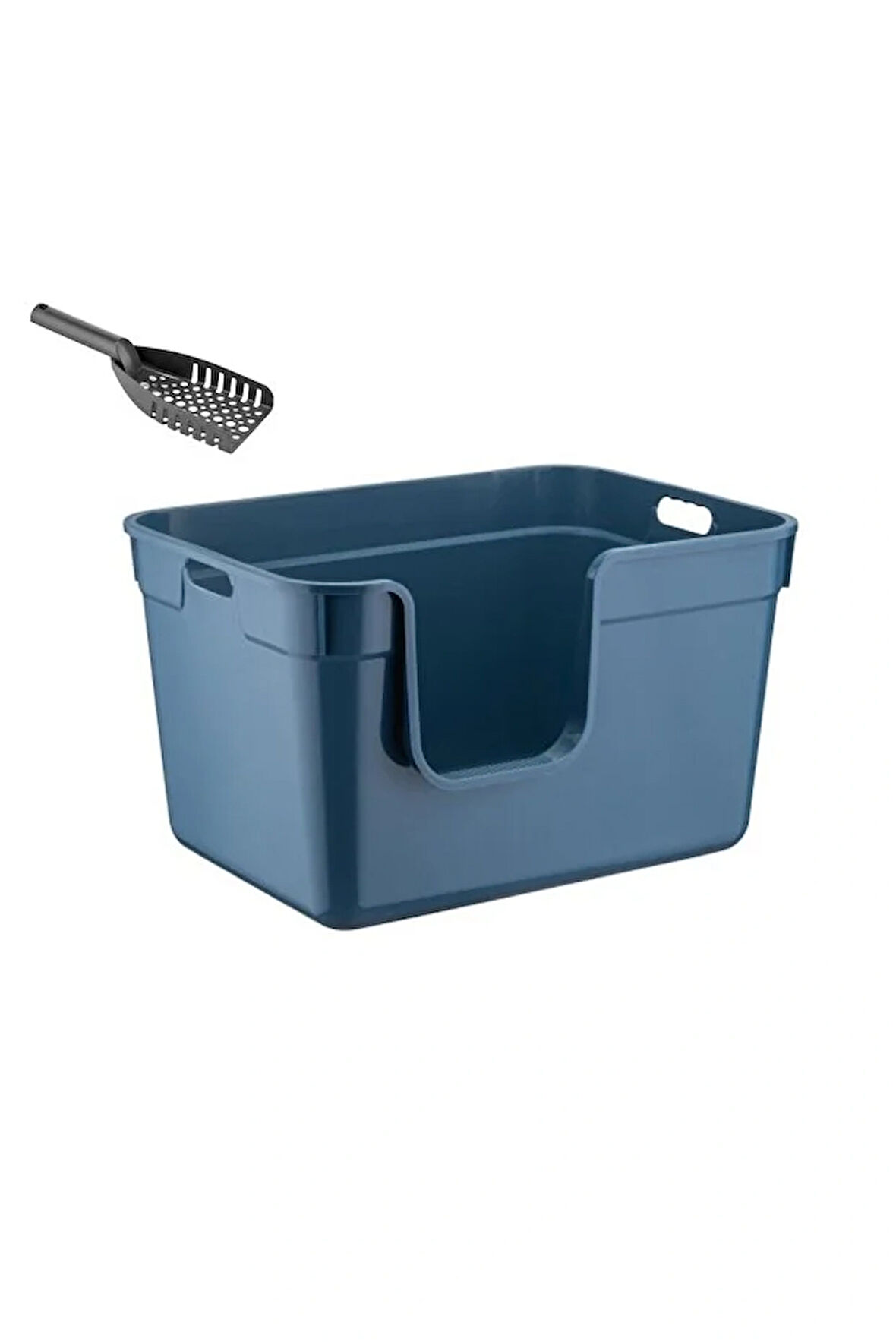 Tanos Dekoratif Büyük Yarı Kapalı Kedi Tuvaleti (Kürek Hediyeli)