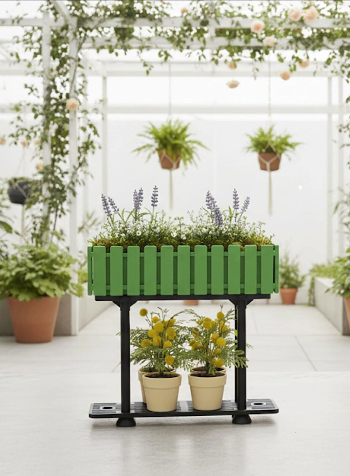 Akasya Çit Balkon Saksı 80 cm Ayaklı Saksılık 15 Litre