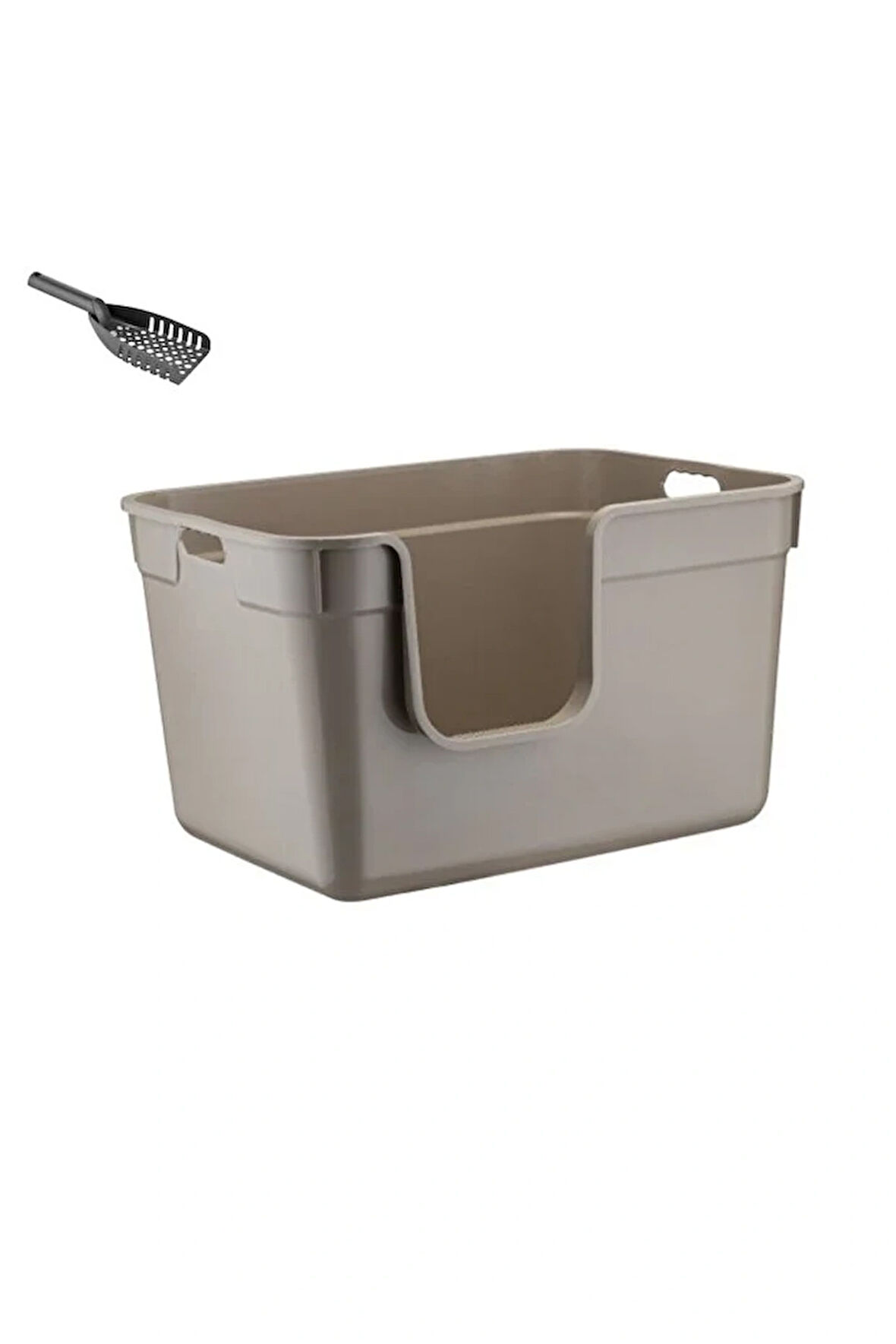 Tanos Dekoratif Büyük Yarı Kapalı Kedi Tuvaleti (Kürek Hediyeli)