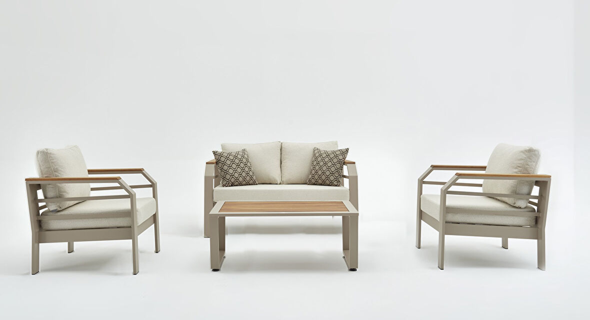 Assento Bahçe Oturma Grubu 2+1+1+Sehpa - Kum Rengi