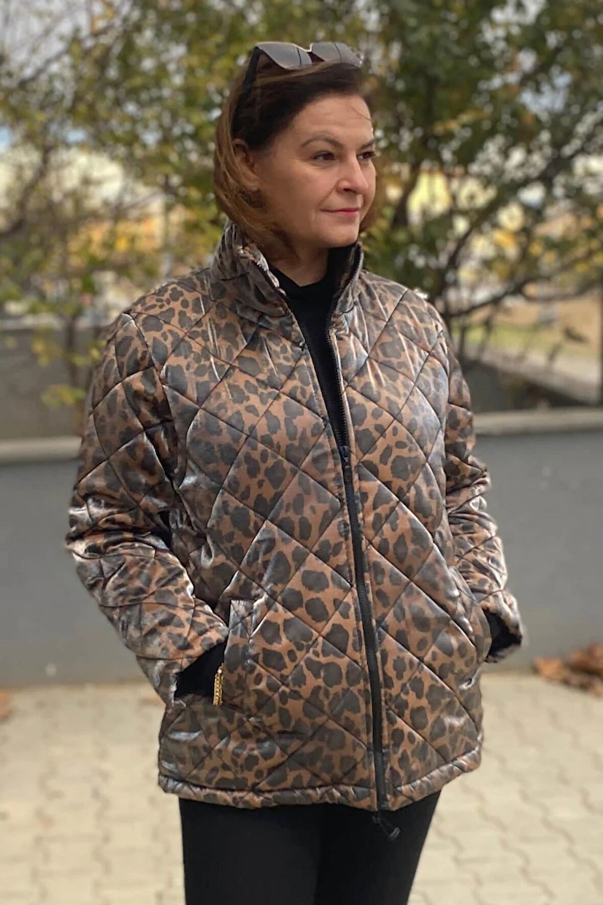 Büyük Beden Kahve Leopar Desenli Mont