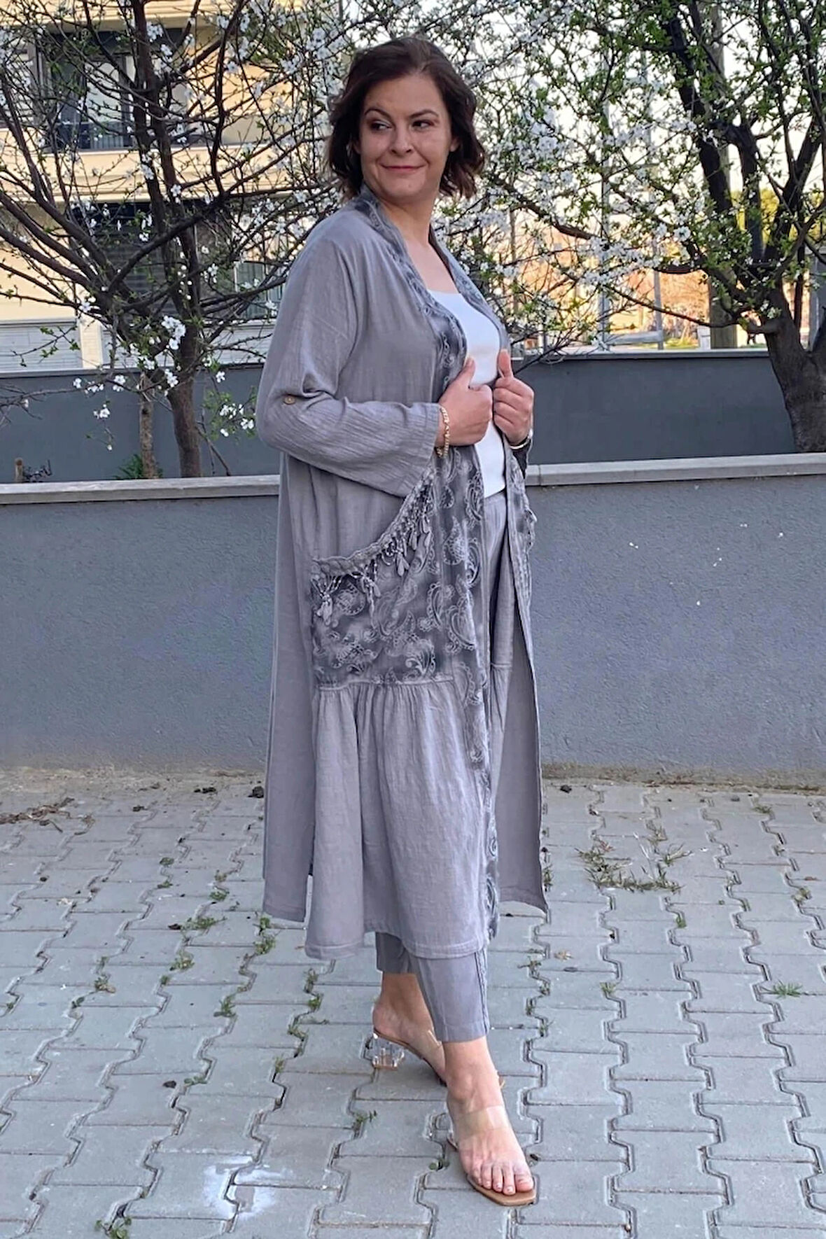 Kadın Gri Kap Ceket