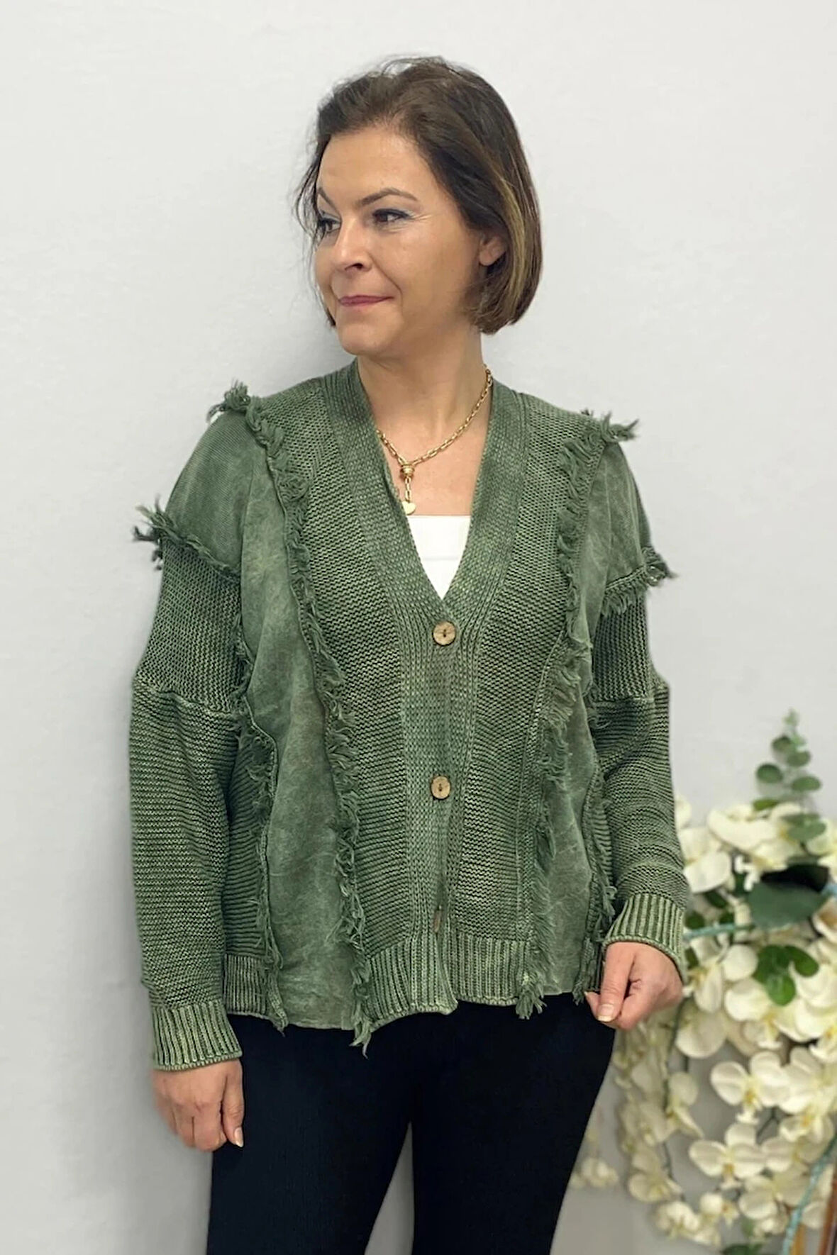 Büyük Beden Bohem Haki Hırka